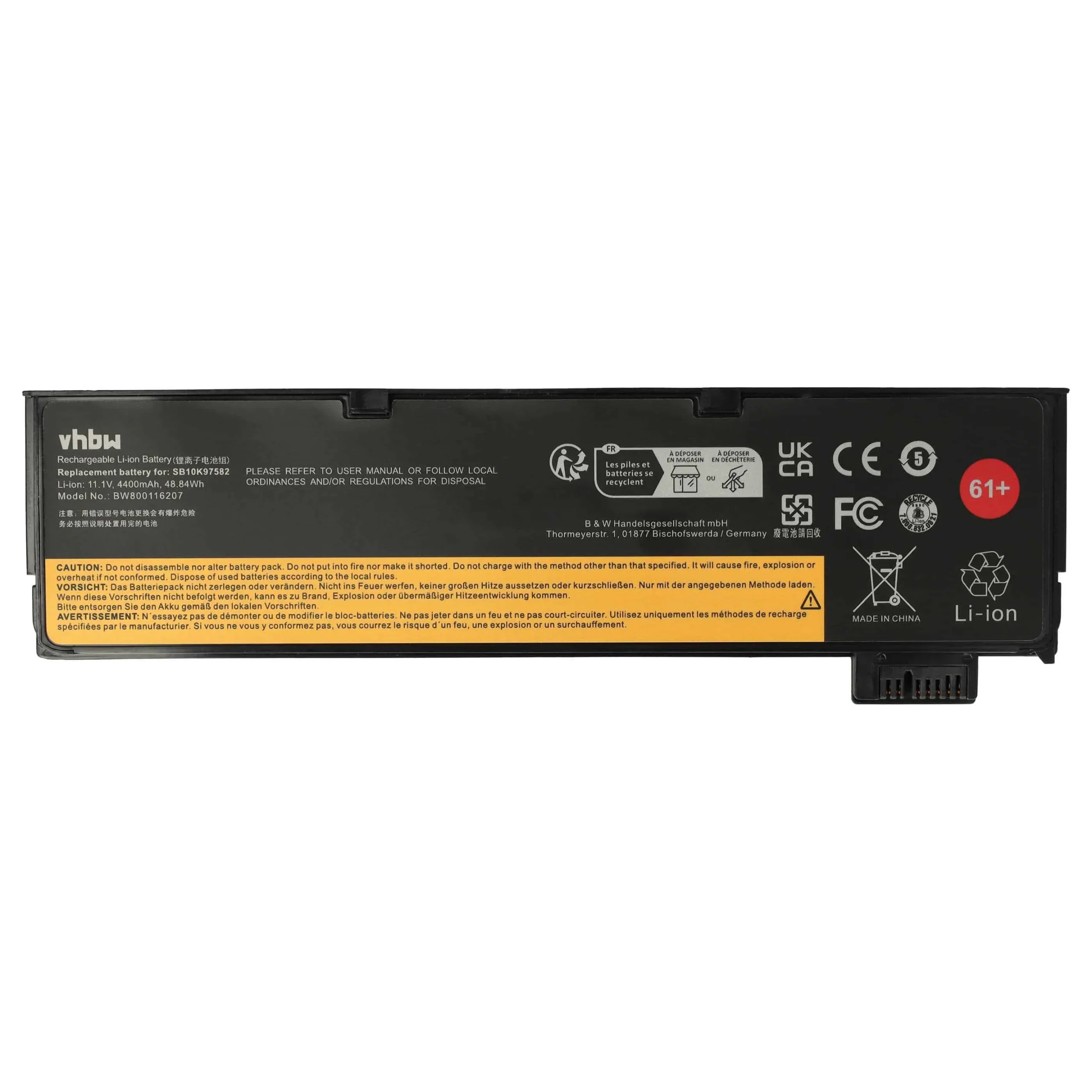 Batterie remplace Lenovo 01AV422, 01AV423, 01AV424 pour ordinateur portable Lenovo- 4400mAh 11,1V Li-ion, noir