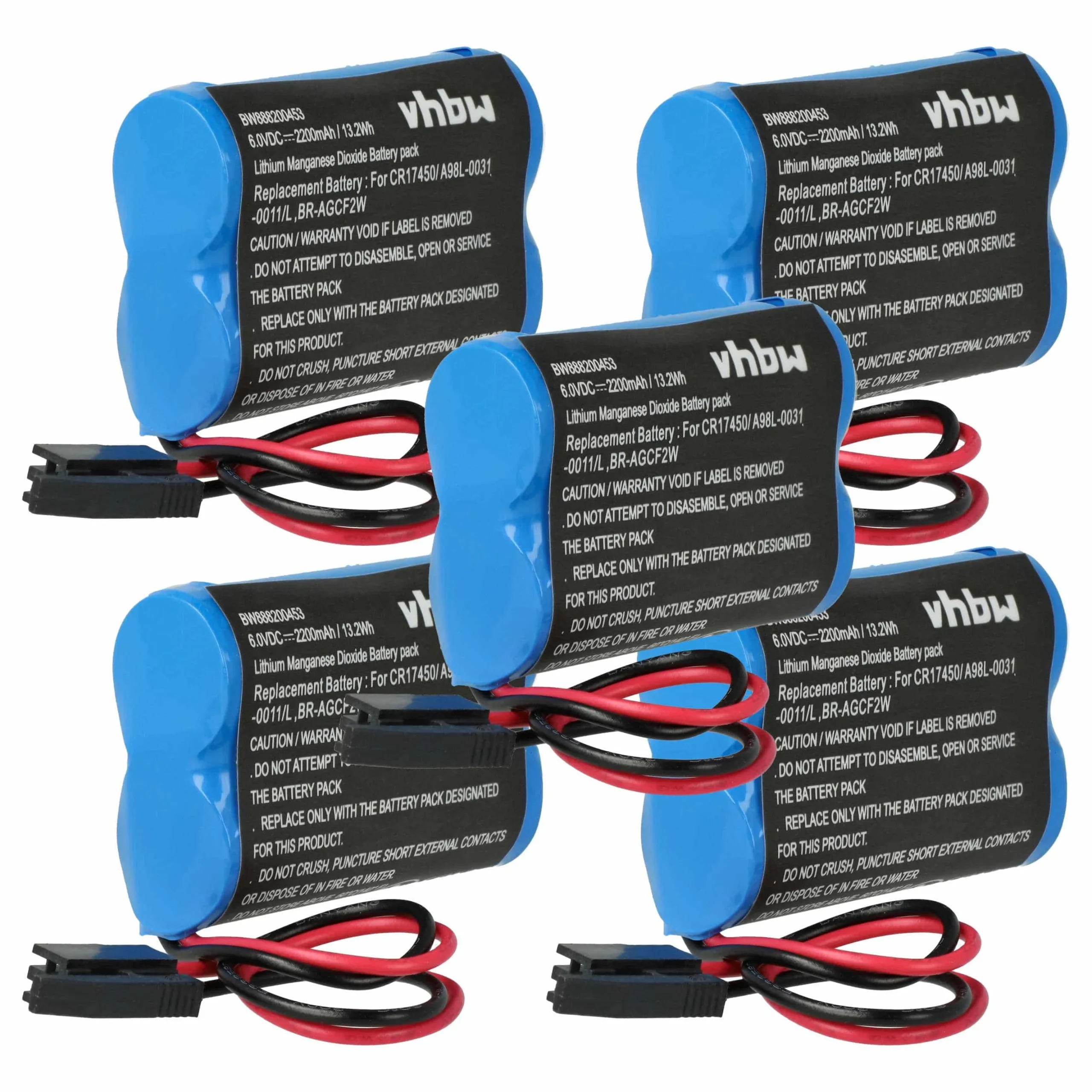 5x Piles remplace GE Fanuc BR-AGCF2W pour PLC Programmable Logic Controller GE / Fanuc - 2200mAh 6V Li-MnO2