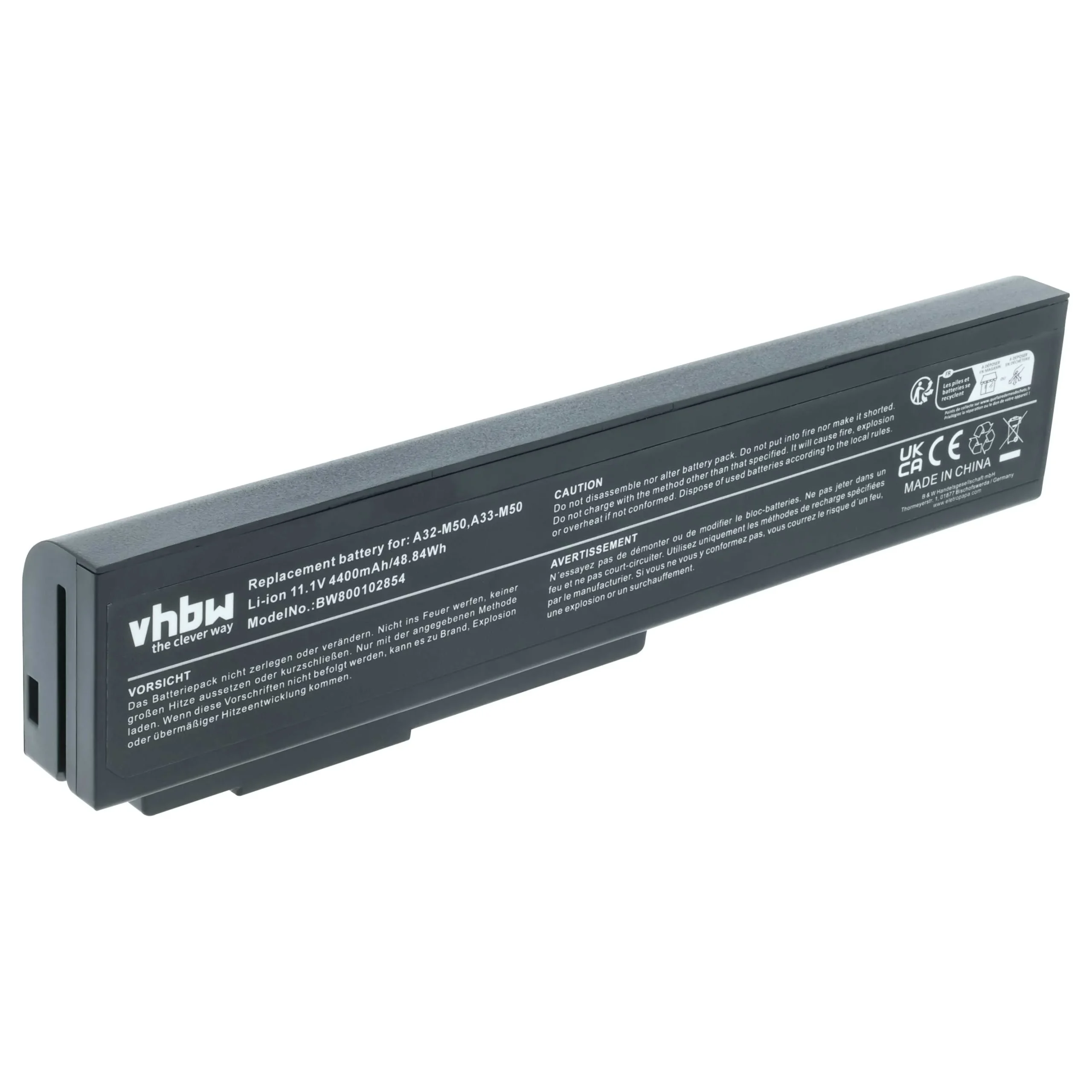 Batterie remplace Asus 15G10N373, 15G10N373800 pour ordinateur portable Asus- 4400mAh 11,1V Li-ion, noir