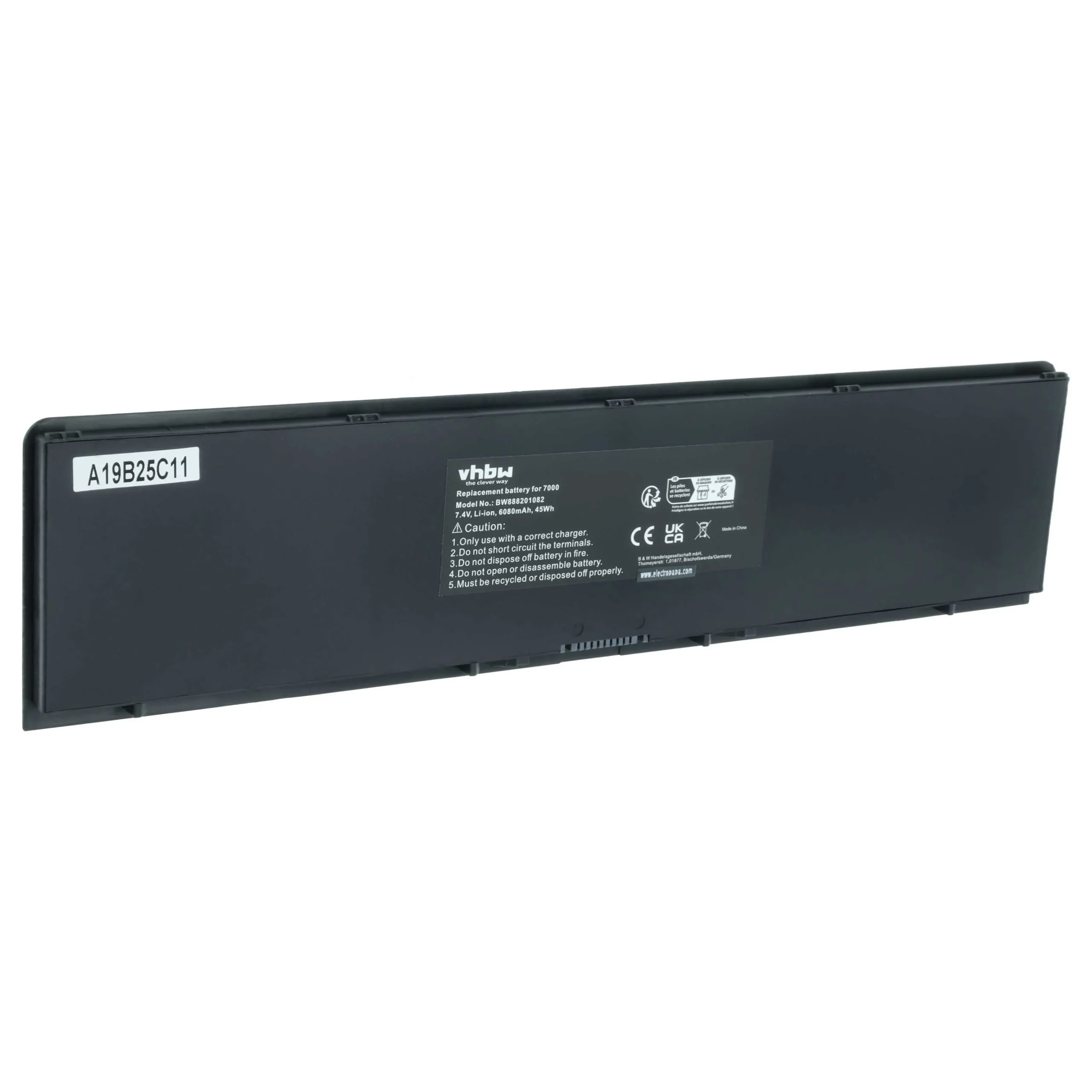 Batterie remplace Dell 34GKR, 451-BBFY, 451-BBFT pour ordinateur portable Dell- 6080mAh 7,4V Li-ion, noir