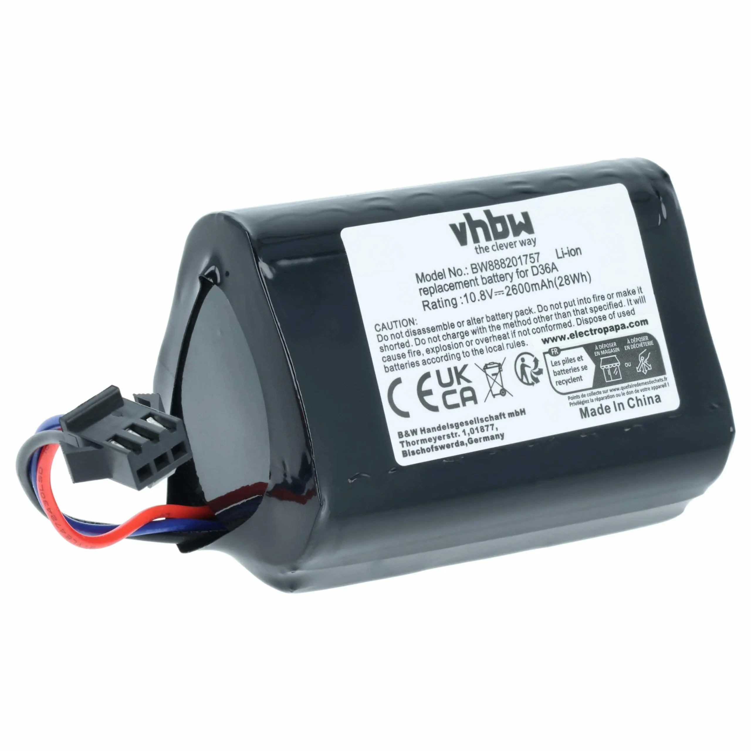 Batterie remplace Ecovacs DA60-Darfon pour robot aspirateur Ecovacs - 2600mAh 10,8V Li-ion