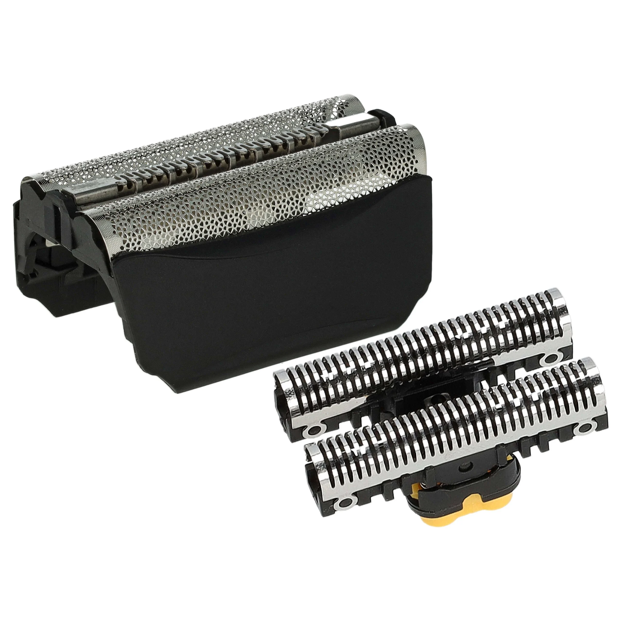1x bloc de lames, 1x grille de rasoir double avec cadre remplace Braun 51S, 51B pour - noir / argenté