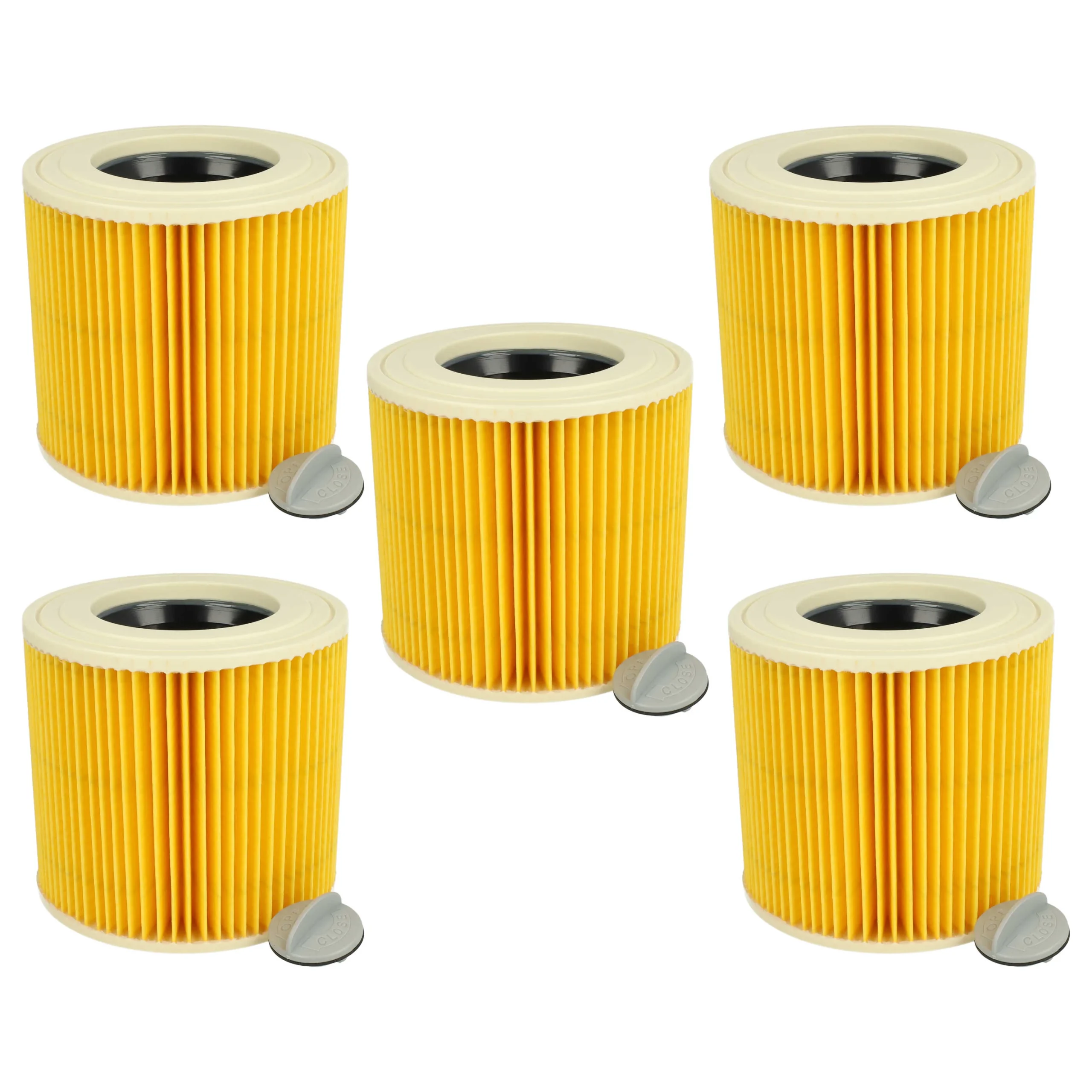 5x Filtre remplace Kärcher 6.414-789.0, 6.414-789 pour aspirateur TackLife - Cartouche Filtre, jaune / marron
