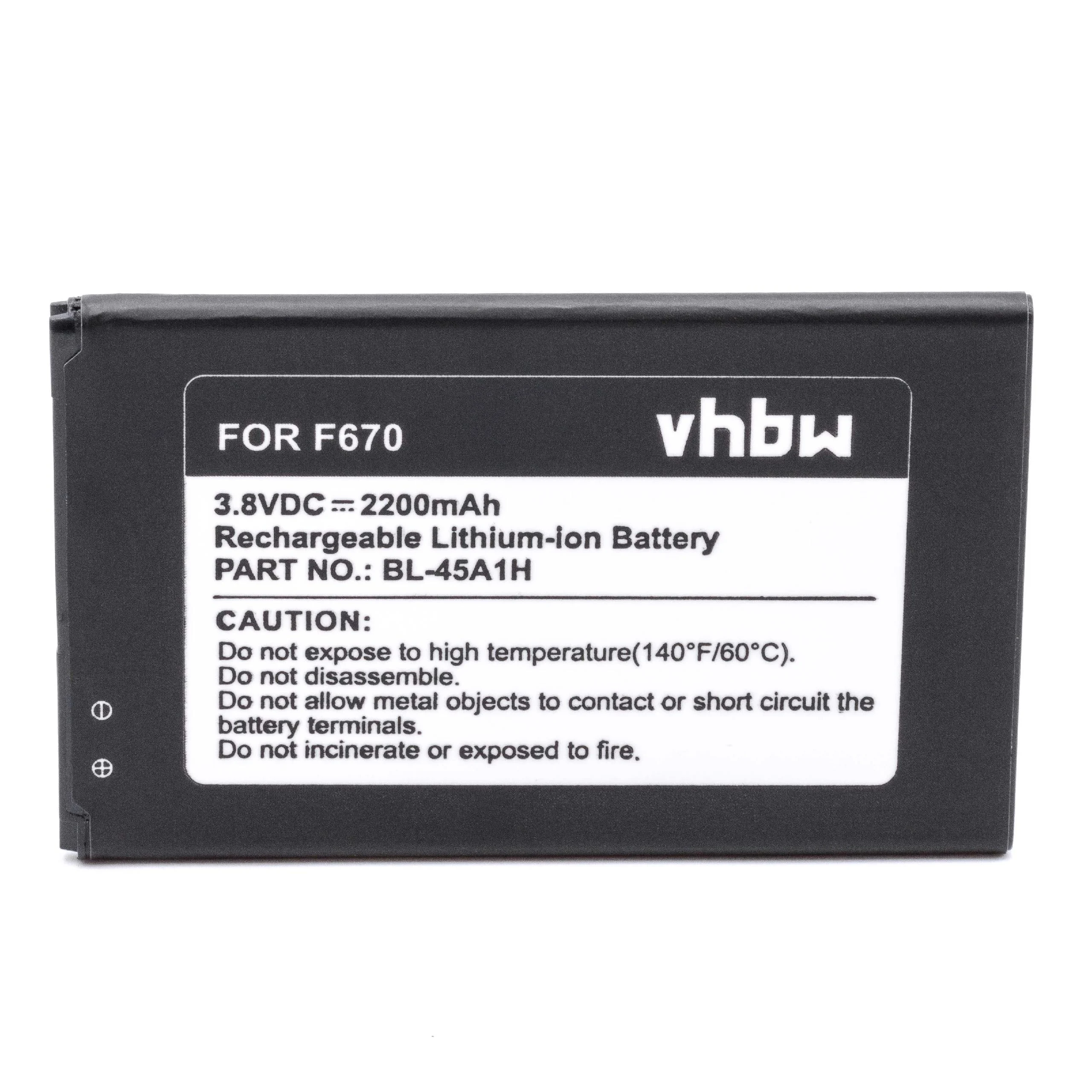 Batterie remplace LG BL-45A1H, EAC63158301 téléphone portable LG - 2200mAh 3,8V Li-ion