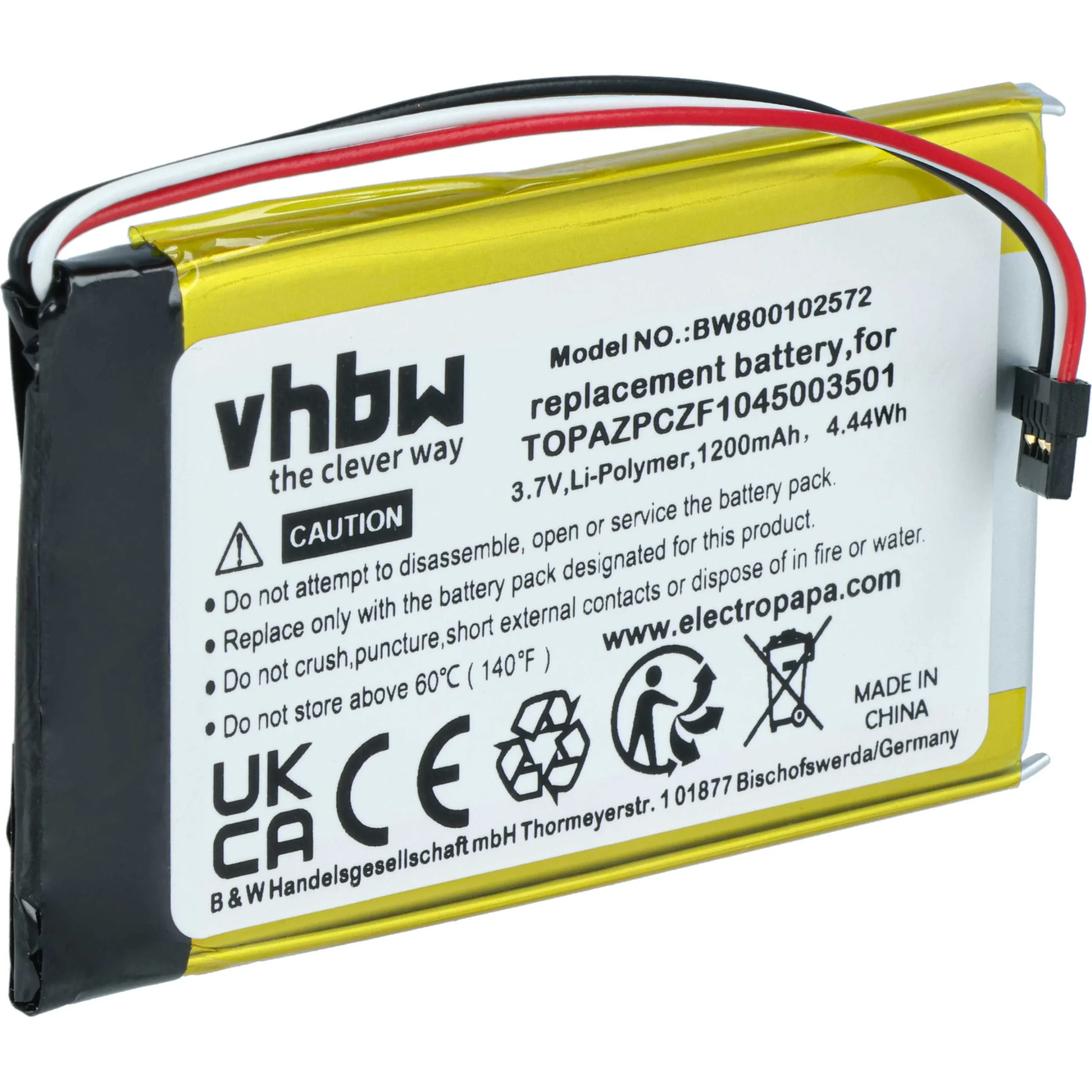 Batterie remplace Navigon Topaz, TOPAZPCZF1045003501 pour navigation GPS Navigon - 1200mAh 3,7V Li-polymère