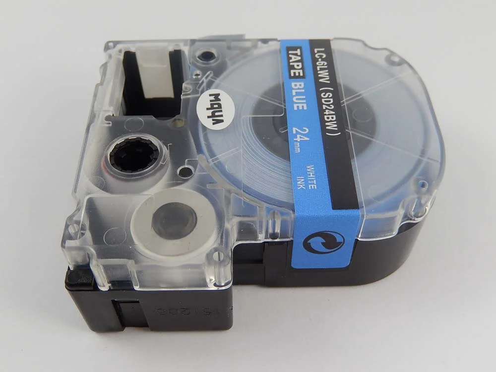 Cassette à ruban remplace Epson LC-6LWV - 24mm lettrage Blanc ruban Bleu, plastique