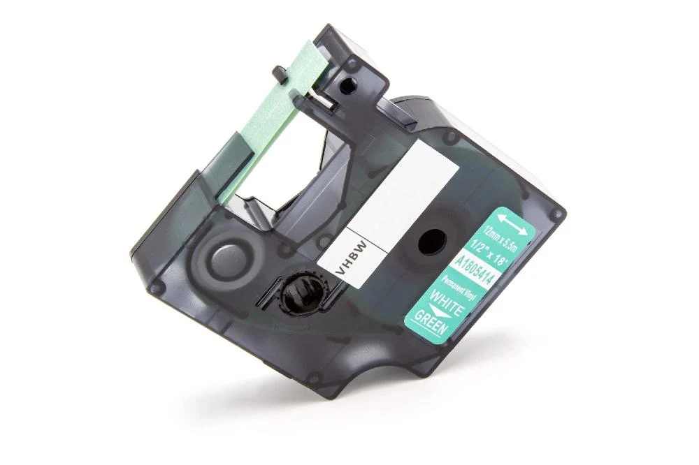 Cassette à ruban remplace Dymo 1805414 - 12mm lettrage Blanc ruban Vert, vinyle, plastique
