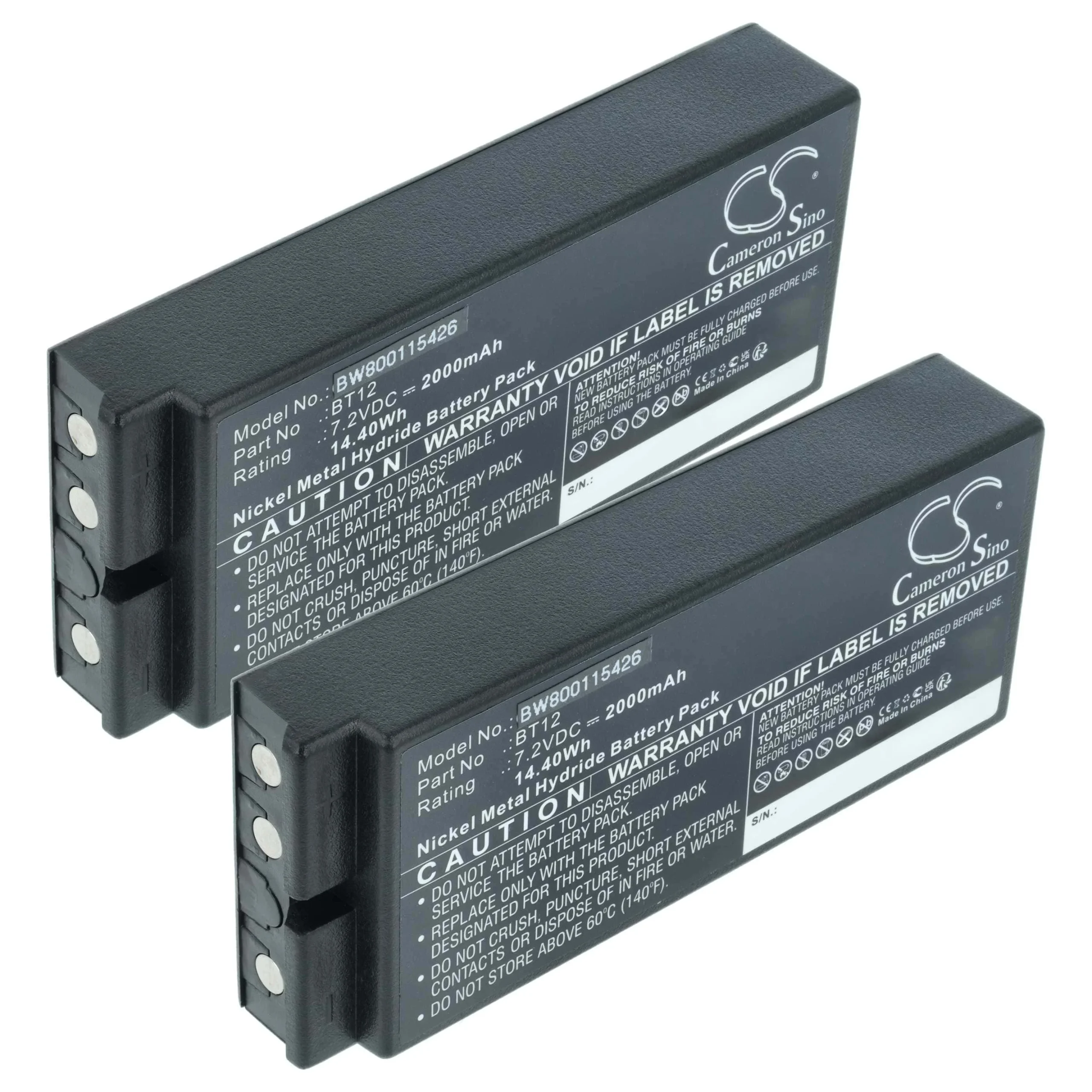 Batterie (2 pièces) remplace Danfoss 2303696, BT12 - 2000mAh 7,2V NiMH