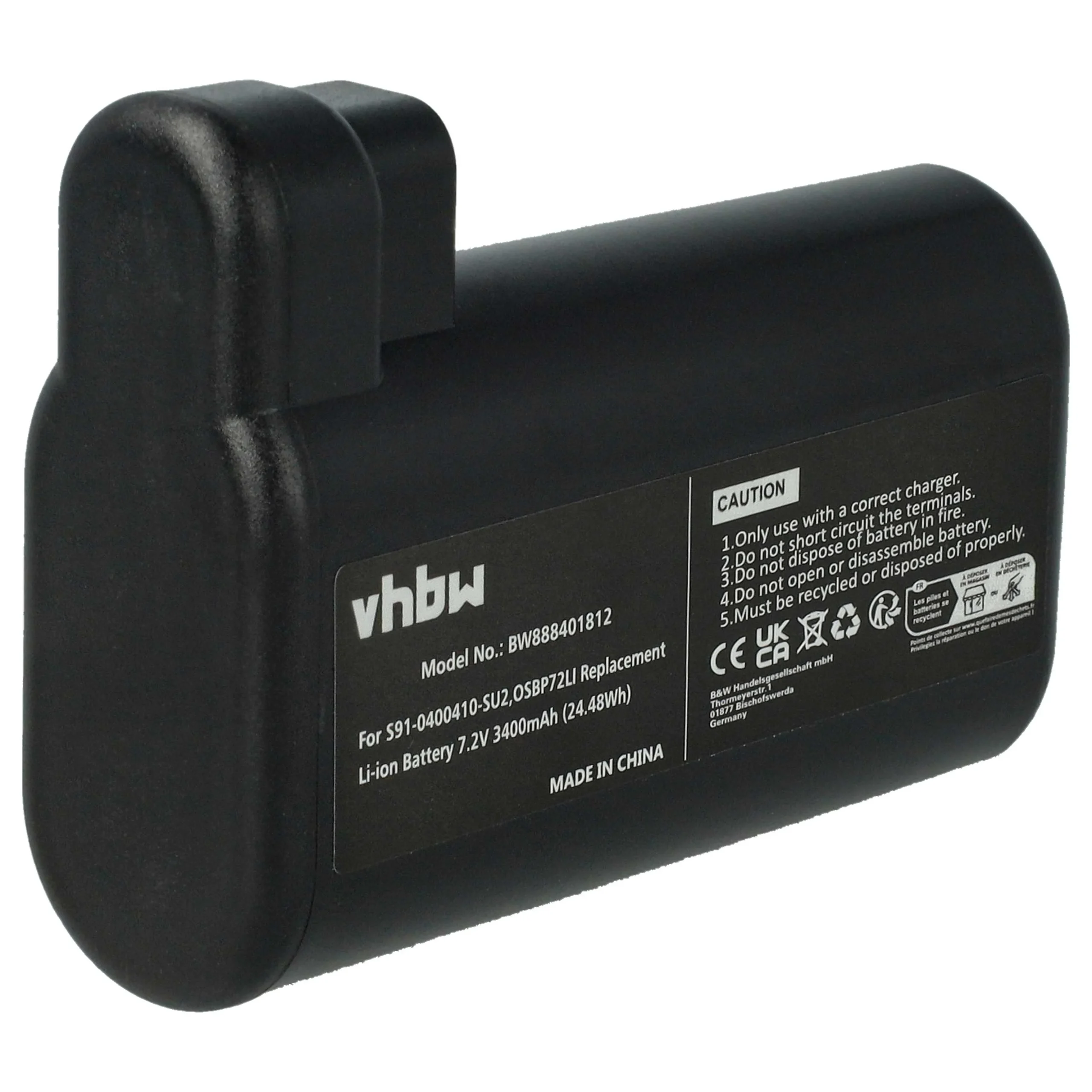 Batterie remplace AEG S91-0400410-SU2, OSBP72LI pour robot aspirateur Electrolux - 3400mAh 7,2V Li-ion