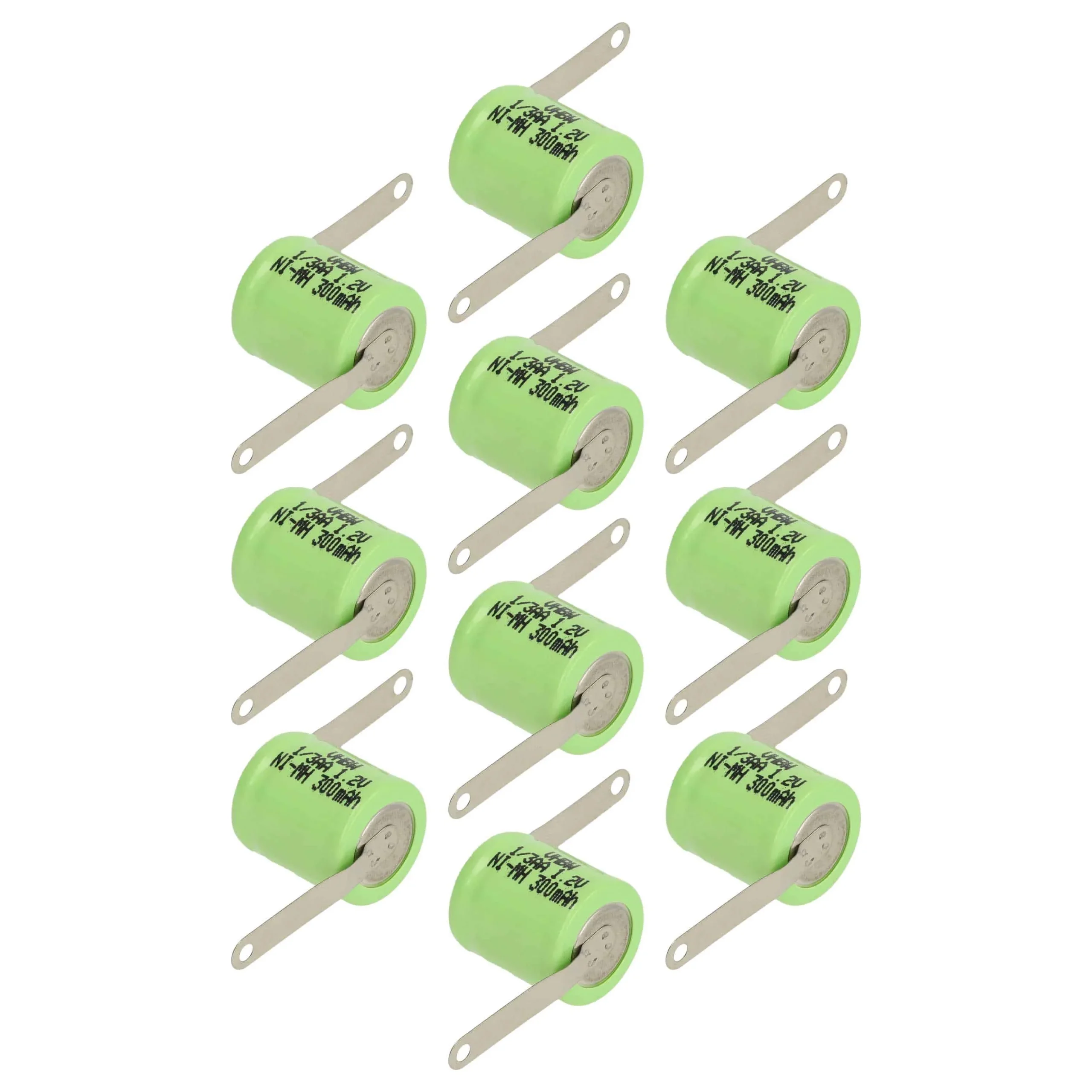 10x Piles bouton de type 1/3AA pour le modélisme et autres - 300mAh 1,2V NiMH