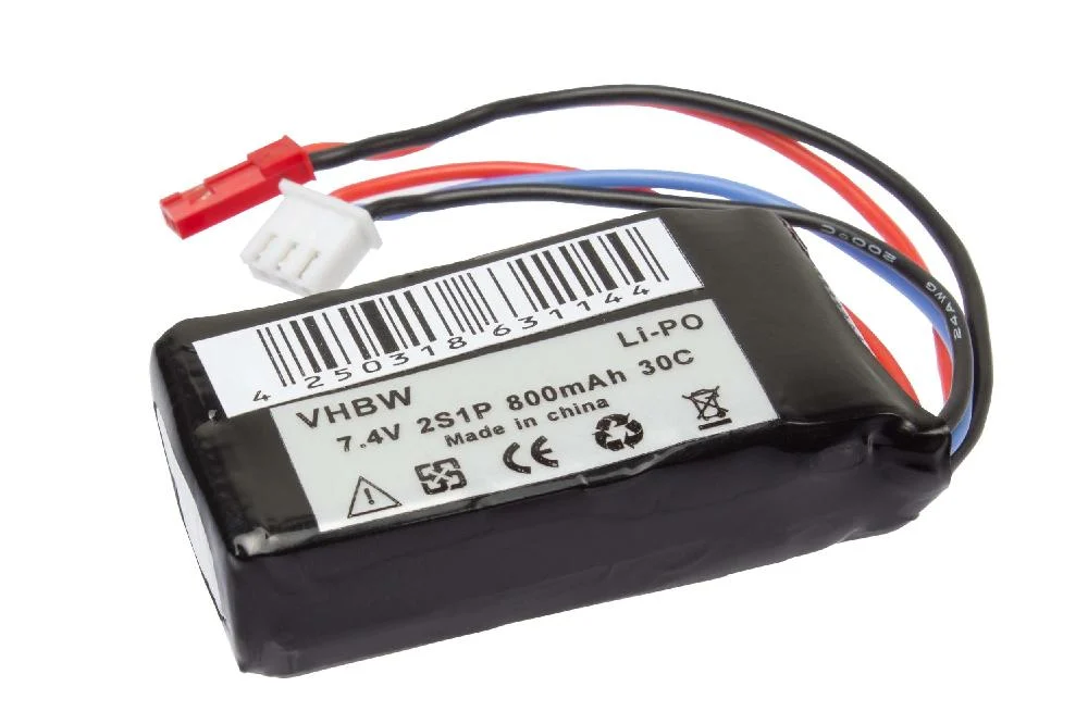 Batterie modèle radio-télécommandé - 800mAh 7,4V Li-polymère, JST-SYP-2P