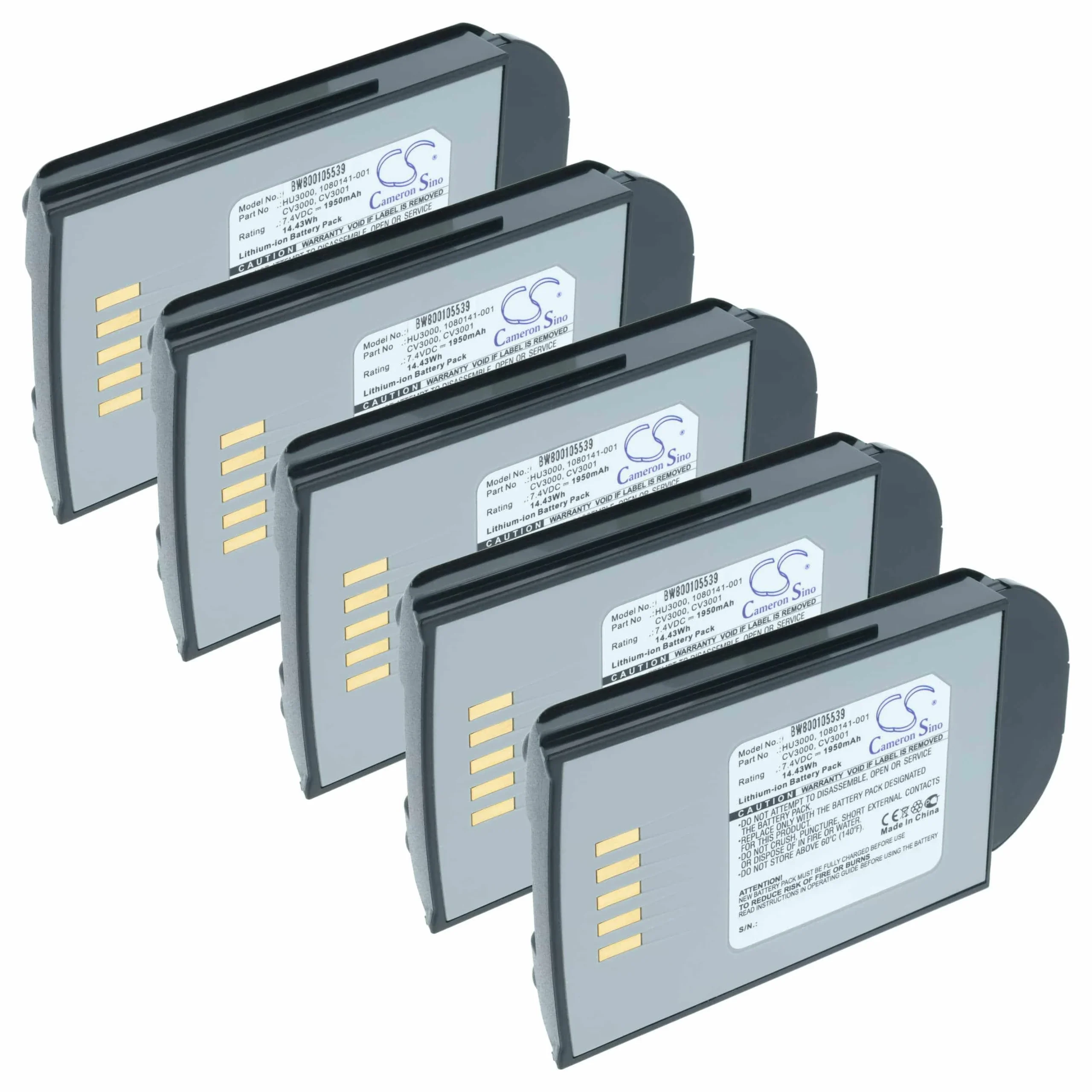 5x Batteries remplace Psion Teklogix 1030070 pour scanner de code-barre Psion Teklogix - 1950mAh 7,4V