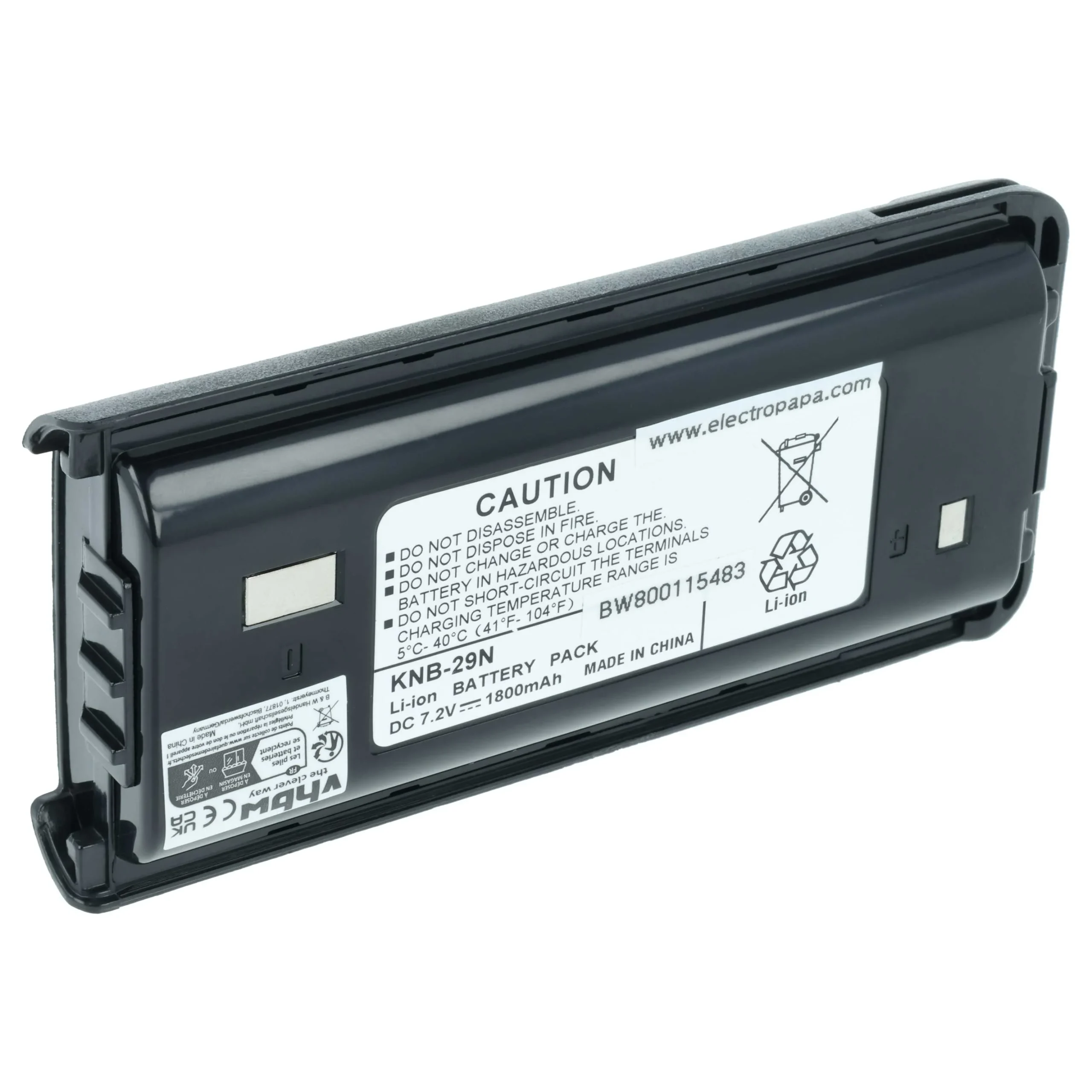 Batterie remplace Kenwood BPKNB29MHXT-1, BPKNB29MH pour radio talkie-walkie Kenwood- 1800mAh 7,4V Li-ion