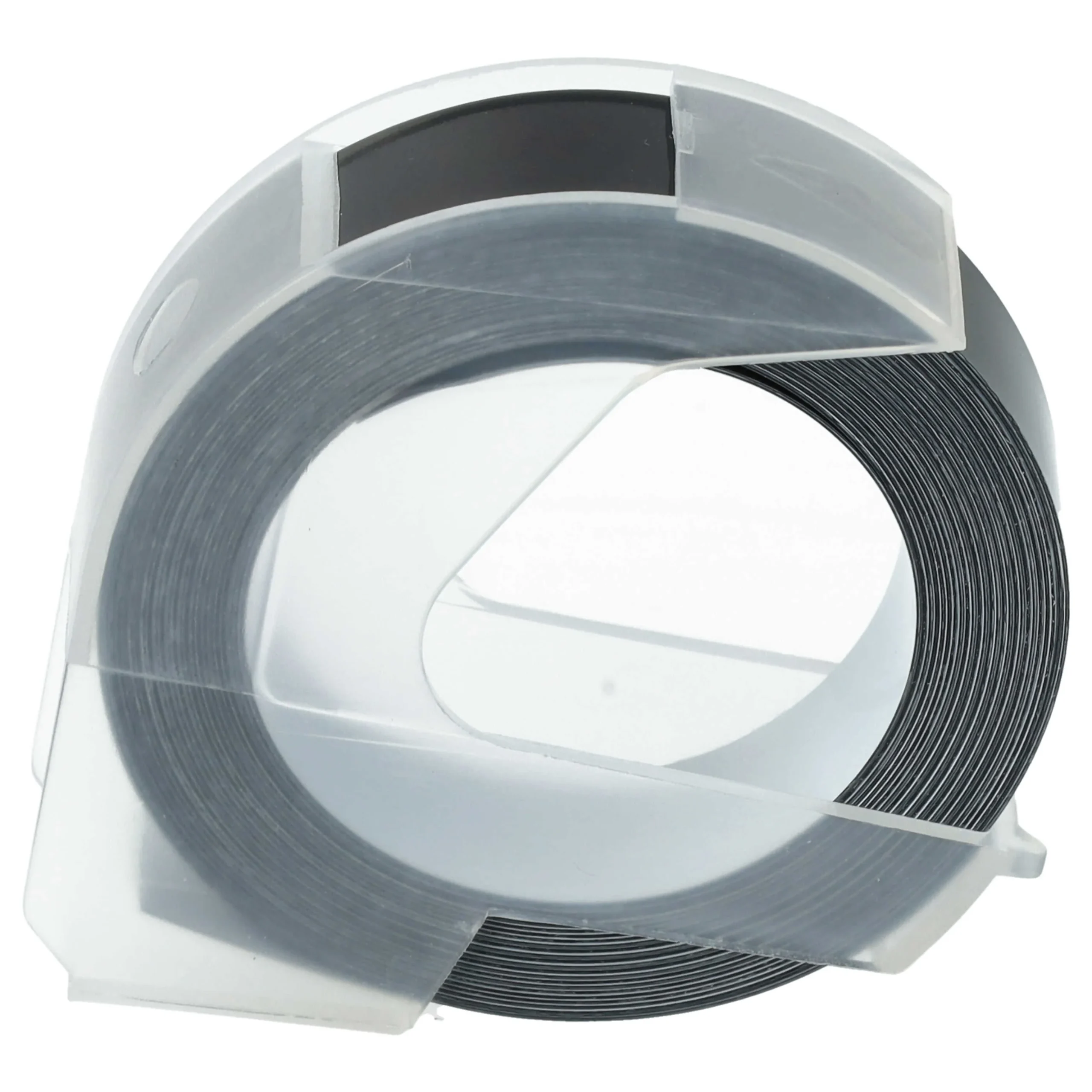 Cassette à ruban, gaufrage relief remplace Dymo 0898132 - 12mm lettrage Blanc ruban Noir, plastique