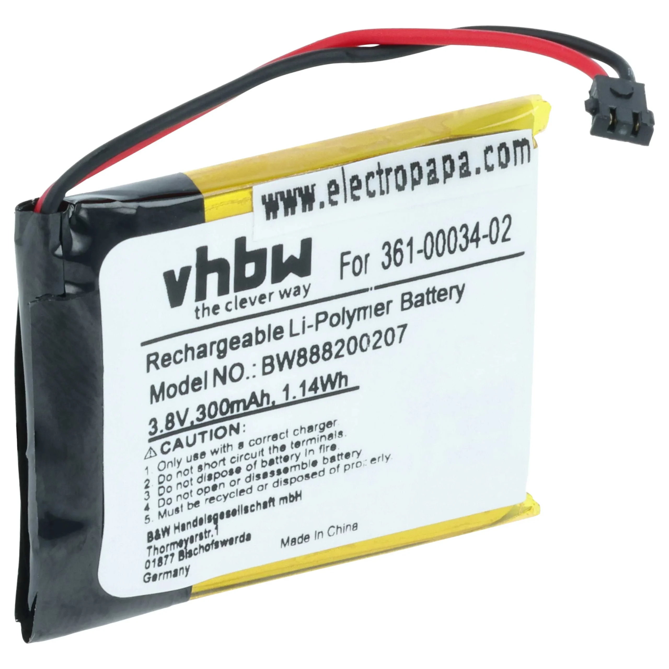 Batterie remplace Garmin 361-00034-02 montre connectée - 300mAh 3,7V Li-polymère
