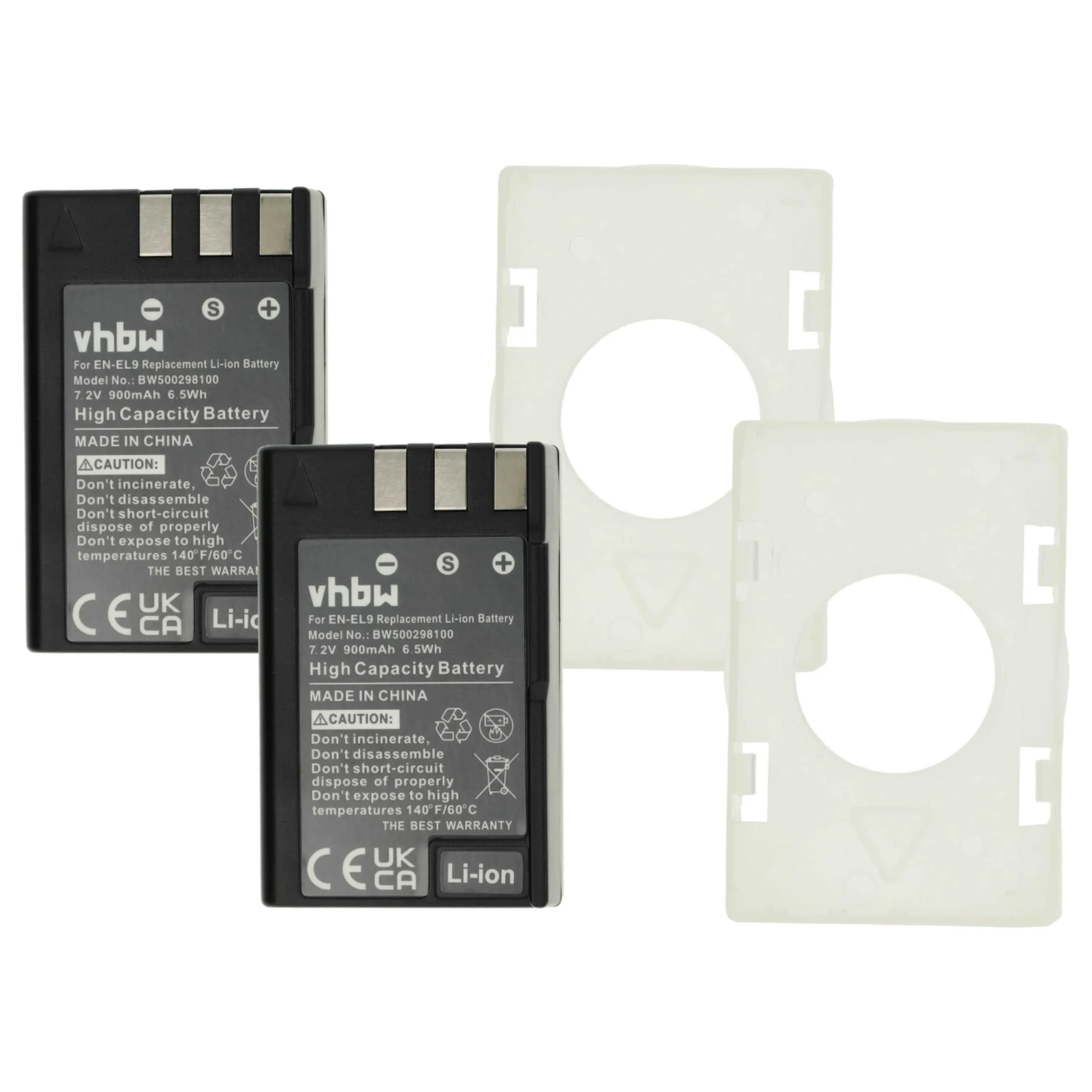 2x Batteries remplace Nikon EN-EL9a, EN-EL9E, EN-EL9 pour appareil photo Nikon- 900mAh 7,2V Li-ion