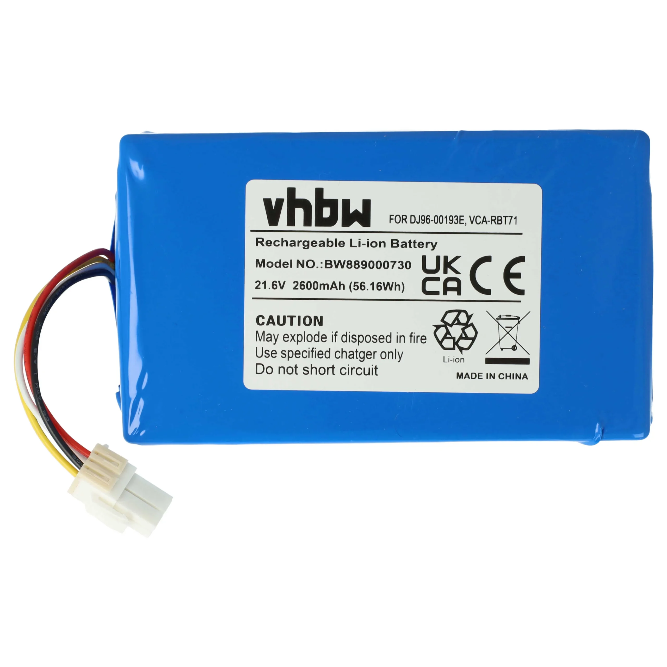 Batterie remplace Samsung DJ96-00193E, DJ96-00193C pour robot aspirateur Samsung - 2600mAh 21,6V Li-ion