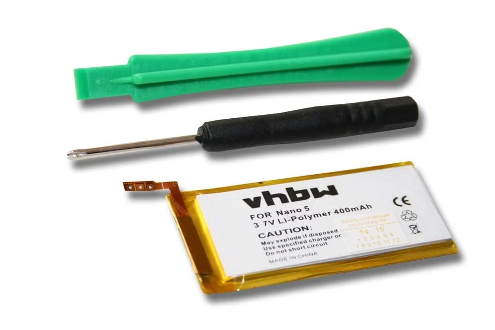 Batterie remplace Apple 616-0406, P11G73-01-S01, 616-0467 pour lecteur MP3 Apple - 400mAh 3,7V Li-polymère