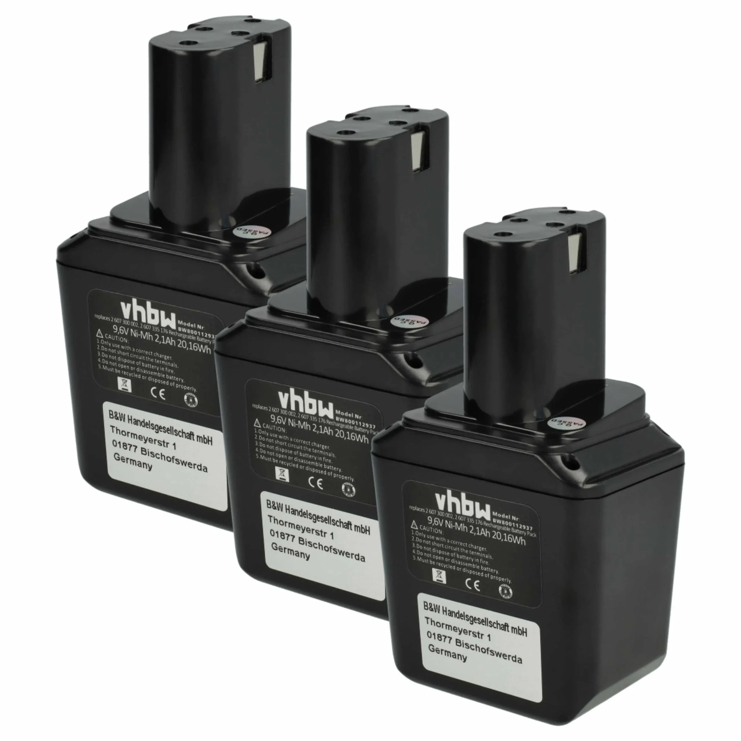 Batterie (3 pcs.) remplace Bosch 2607335012, 2607300002, 26073000002 outil électrique Bosch - 2,1Ah 9,6V NiMH