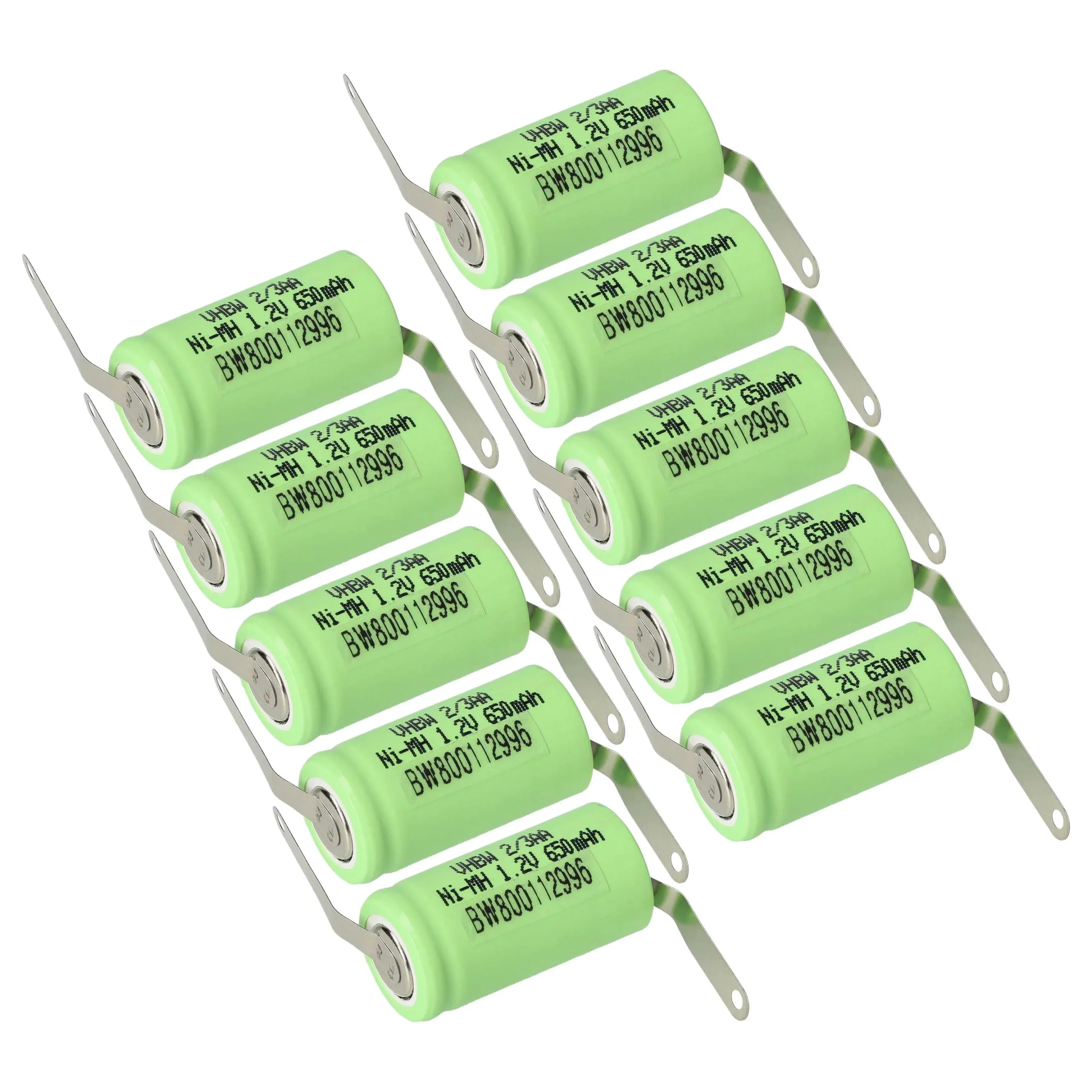 Batterie (10 pcs.) remplace 2/3AA modèle radio-télécommandé - 650mAh 1,2V NiMH