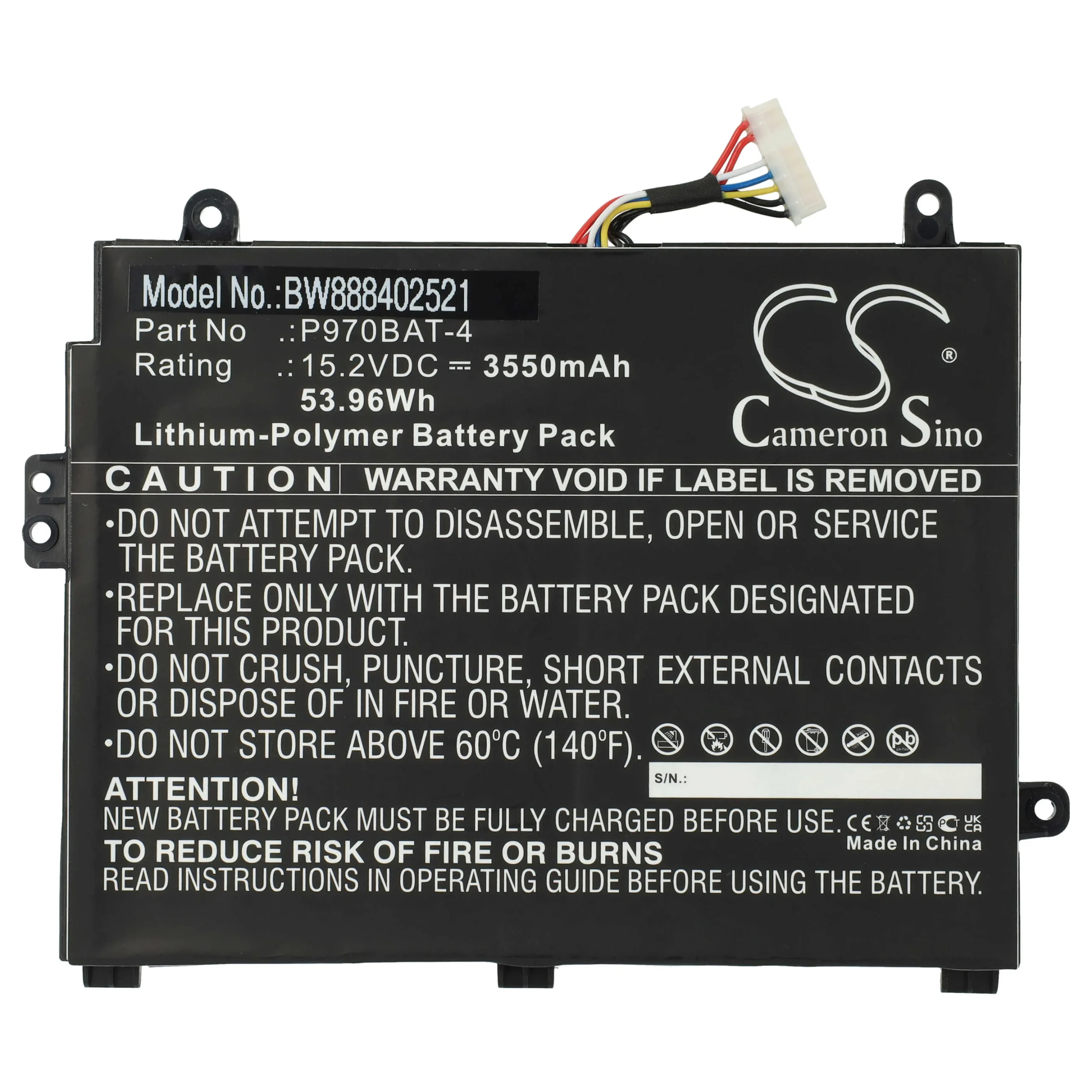 Batterie remplace Clevo P970BAT-4 pour ordinateur portable Clevo- 3550mAh 15,2V Li-polymère