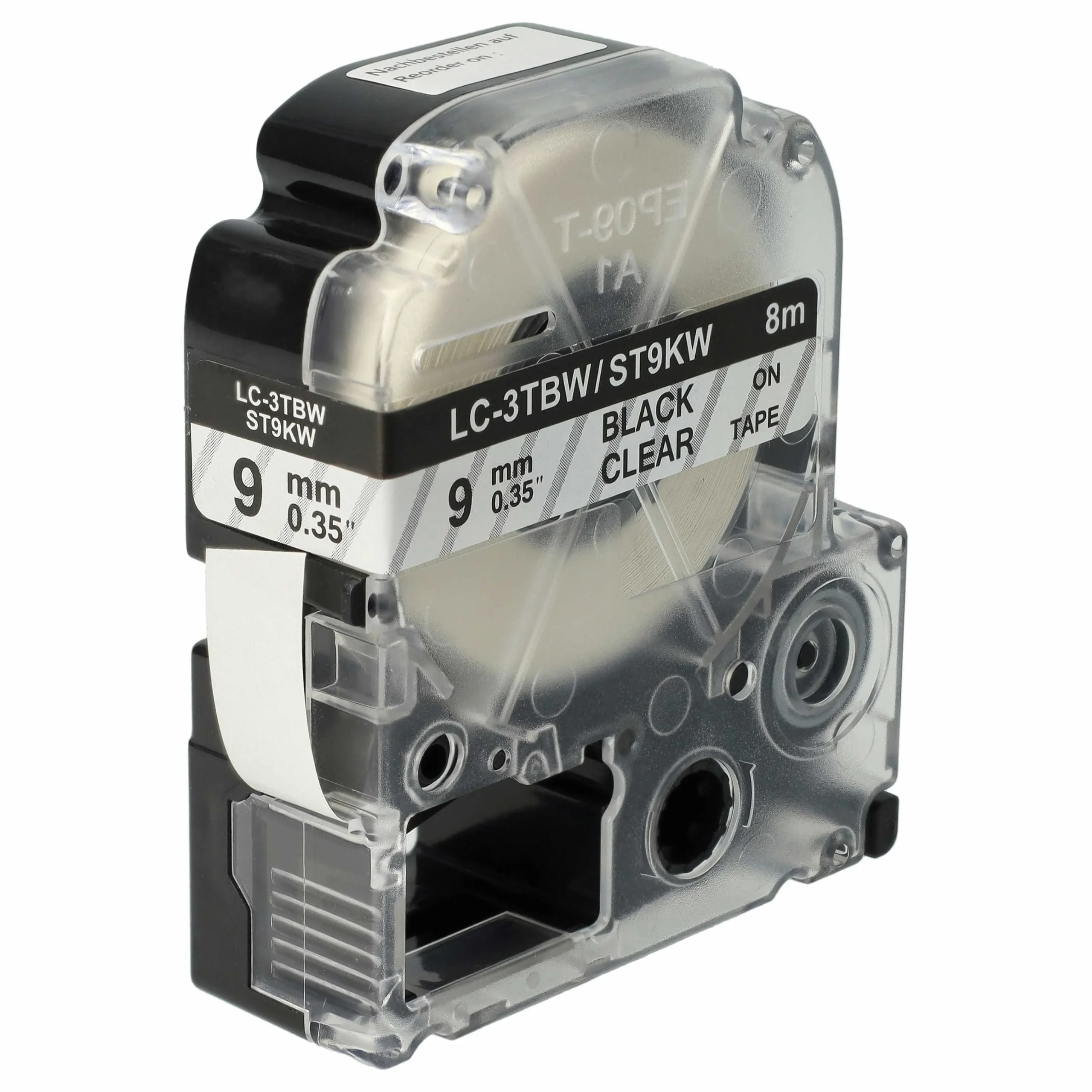 Cassette à ruban remplace Epson LC-3TBW - 9mm lettrage Noir ruban Transparent, plastique