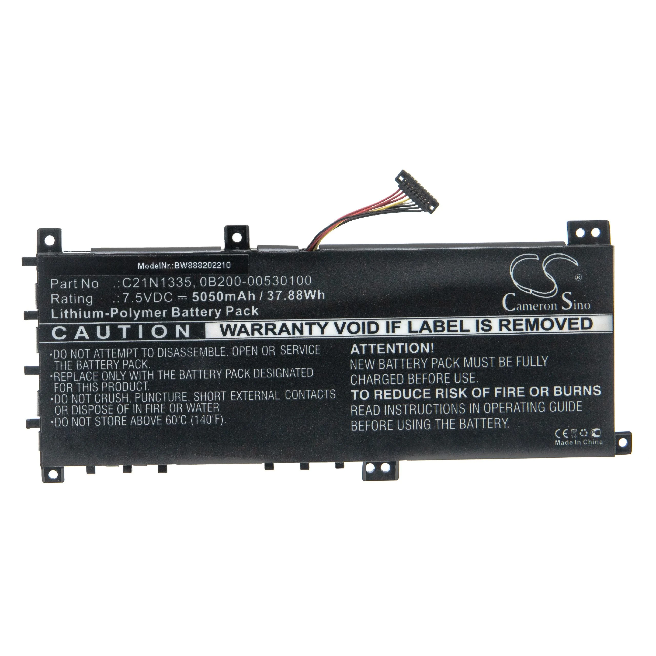 Batterie remplace Asus 0B200-00530100, C21N1335 pour ordinateur portable Asus- 5050mAh 7,5V Li-polymère