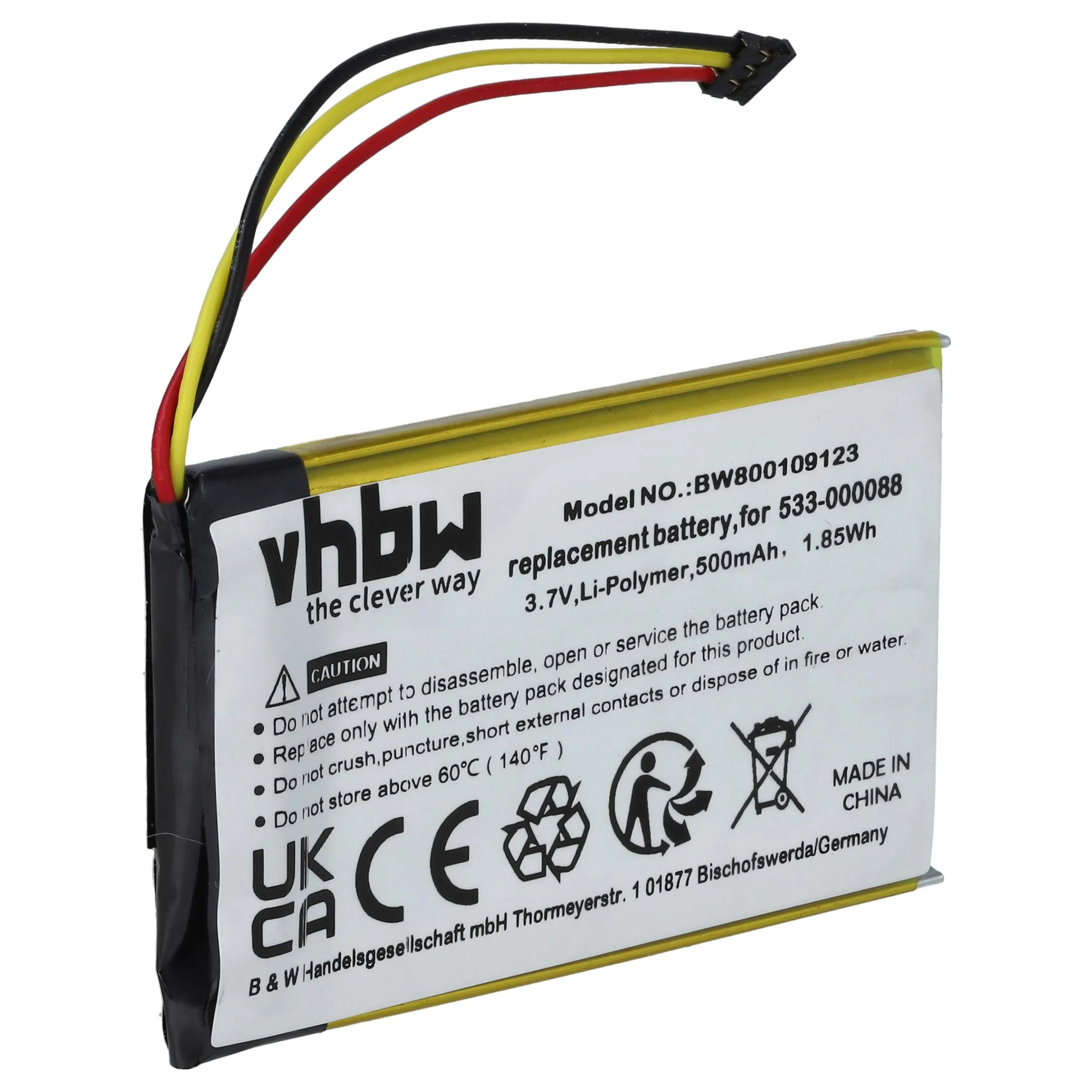 Batterie remplace Logitech AHB303450, 1506, 533-000088, 1412 touchpad - 500mAh 3,7V Li-polymère - Prise noir
