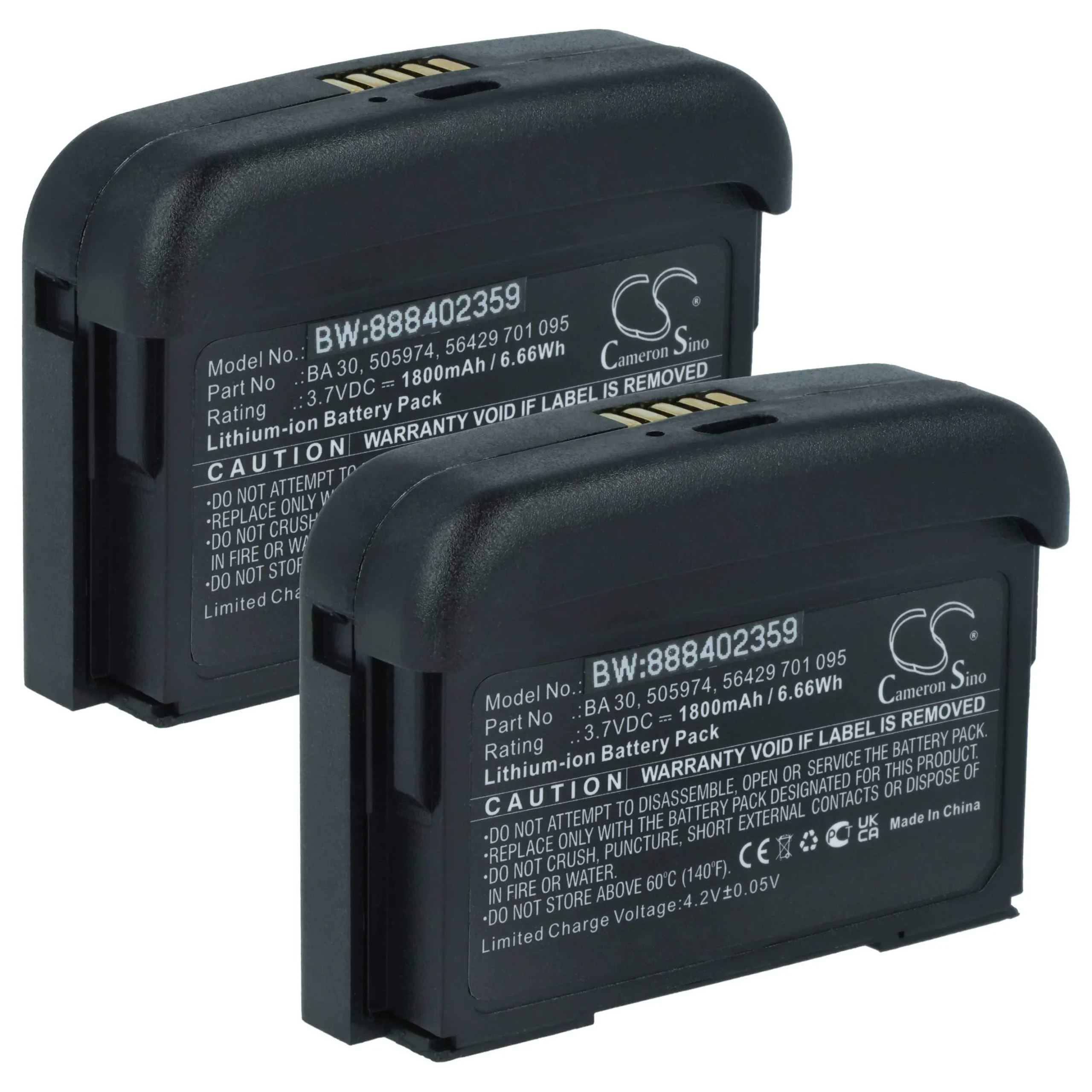 2x Batteries remplace Sennheiser 505974 pour système radio numérique Sennheiser - 1800mAh 3,7V Li-ion