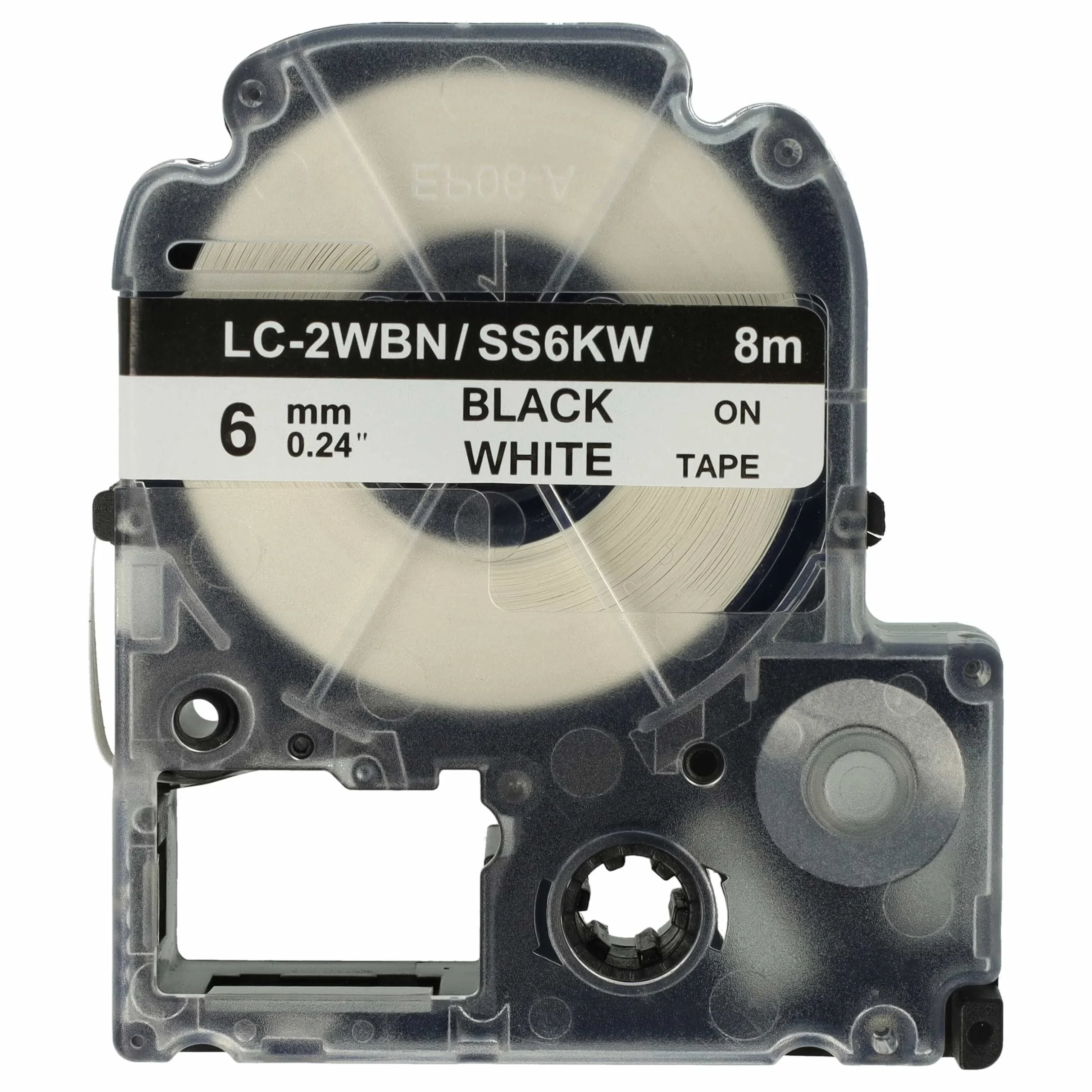 Cassette à ruban remplace Epson LC-2WBN - 6mm lettrage Noir ruban Blanc, plastique