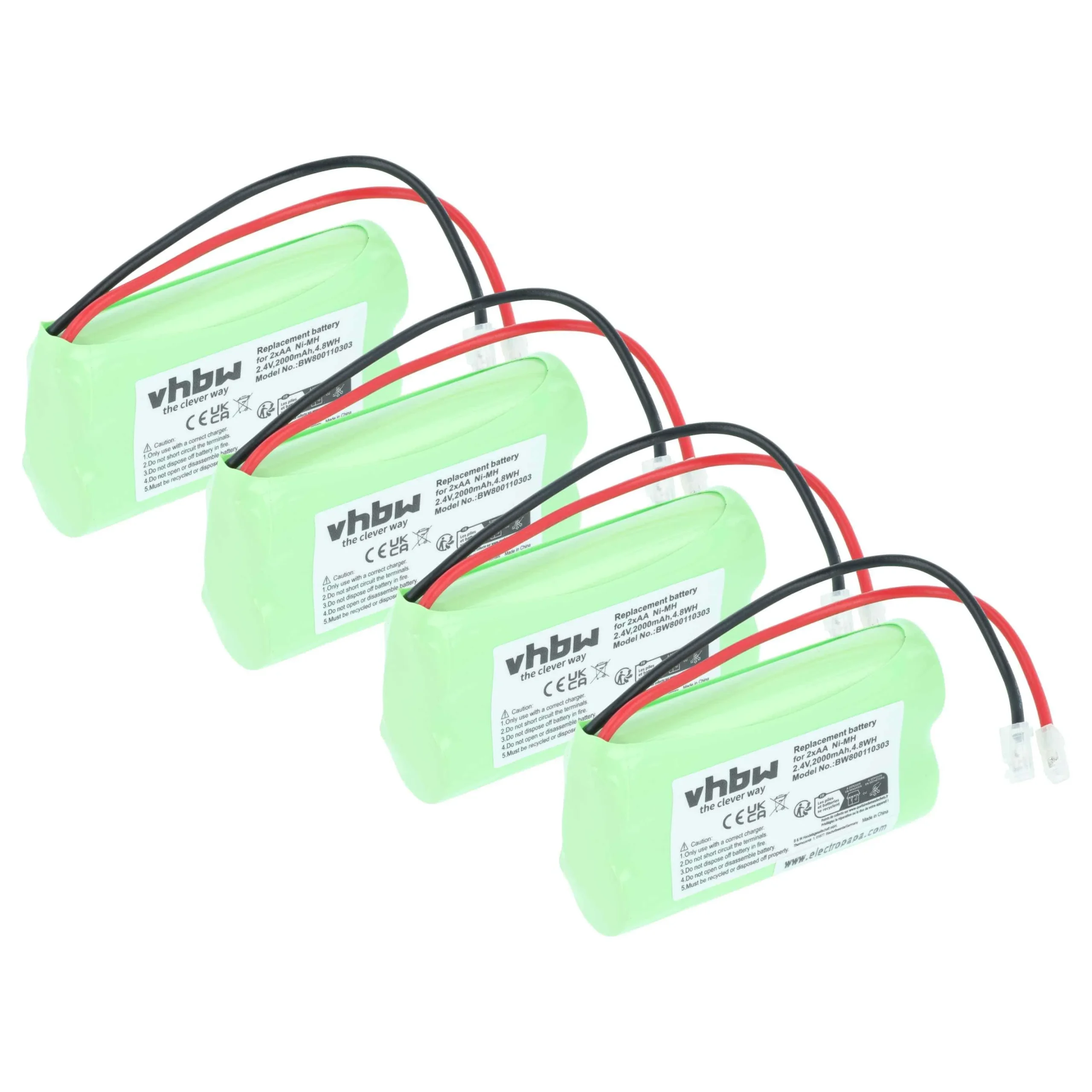 Batterie (4 pcs.) divers appareils - 2000mAh 2,4V NiMH remplacement pour 2x AA Mignon