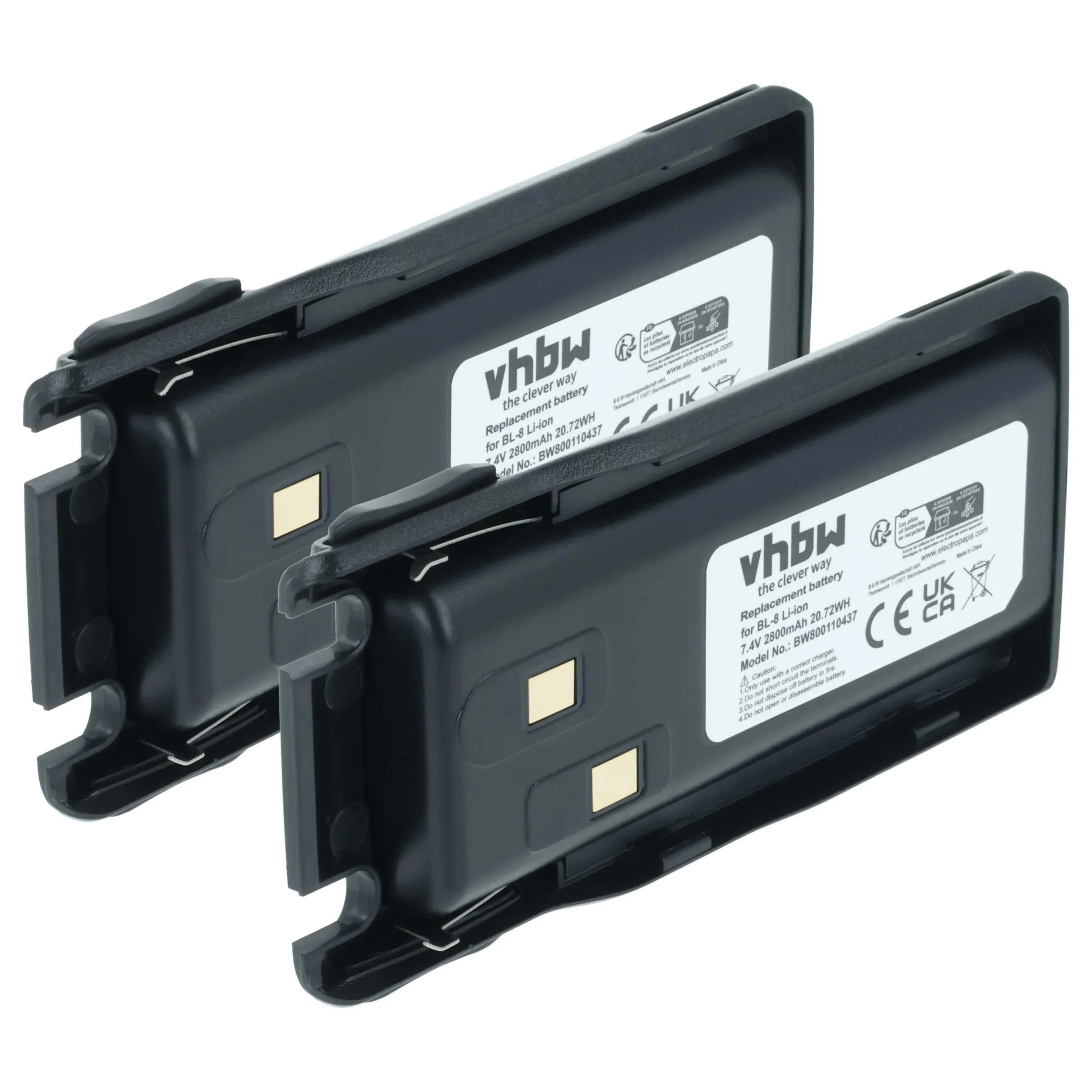 2x Batteries remplace Baofeng BL-8 pour radio talkie-walkie Baofeng- 2800mAh 7,4V Li-ion