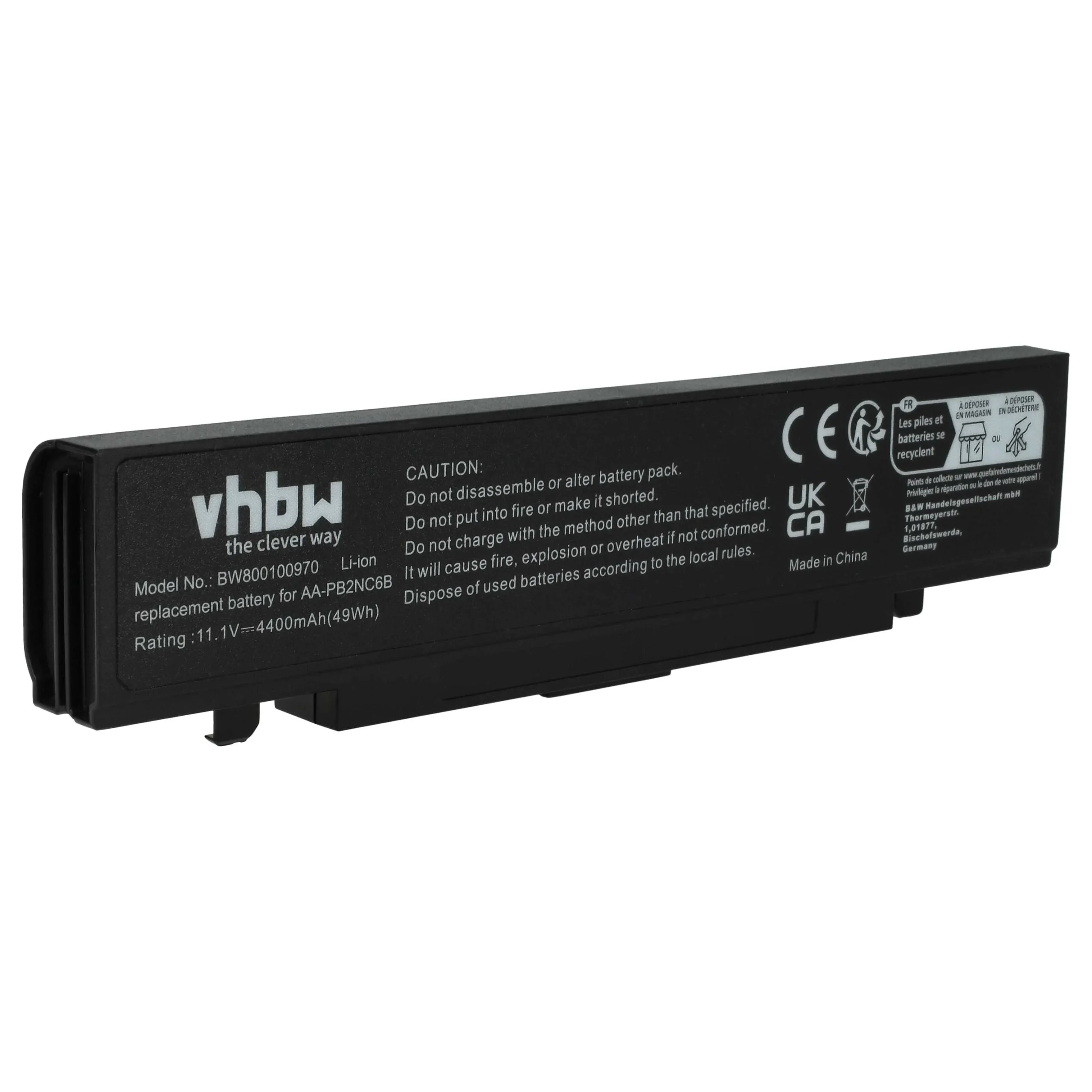Batterie remplace Samsung AAPB2NC6B/E, AAPB2NC6B pour ordinateur portable Samsung- 4400mAh 11,1V Li-ion, noir