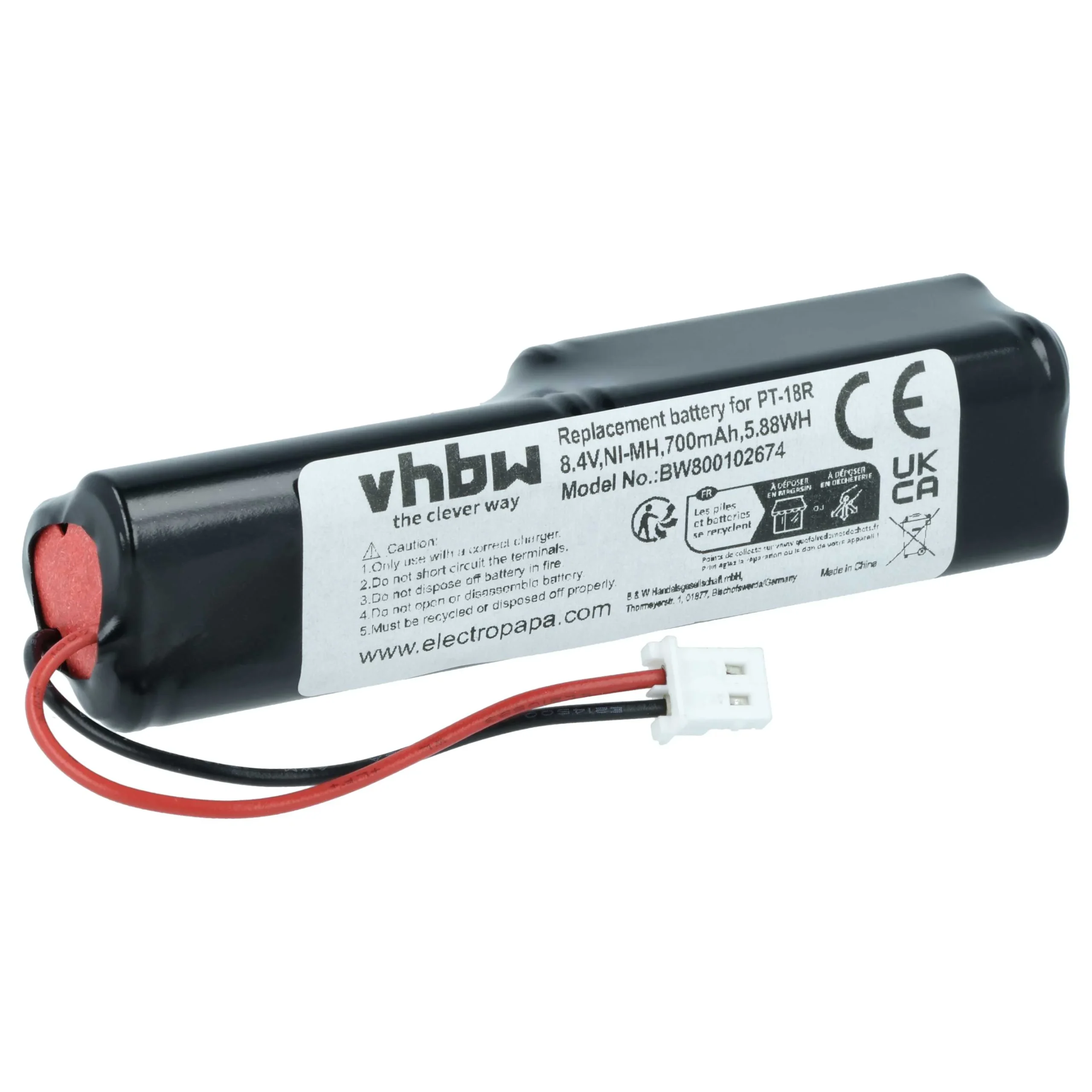 Batterie remplace Brother BBP-18, LN6044001, BA-18R, PT-18R pour imprimante Brother - 700mAh 8,4V NiMH