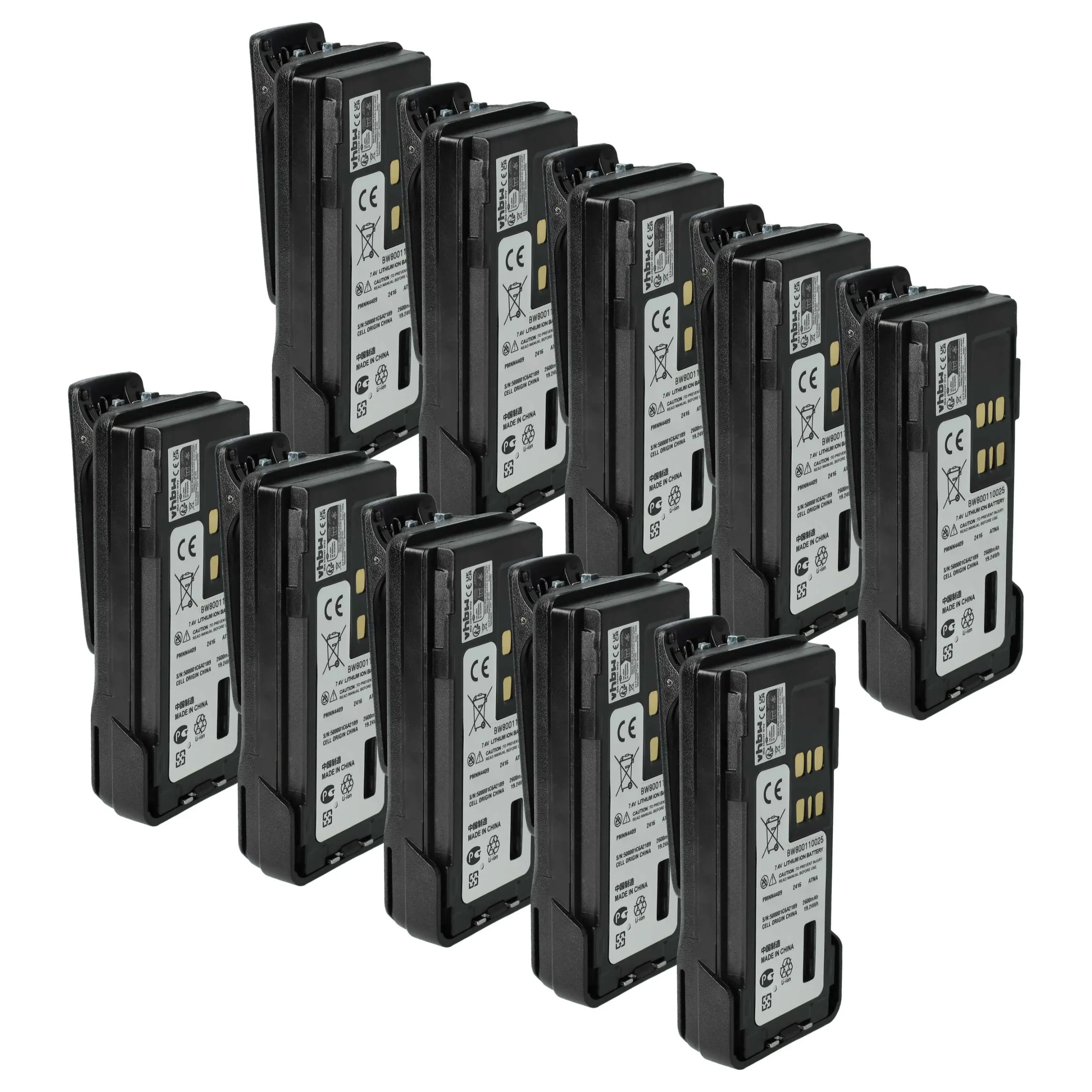 10x Batteries remplace Motorola PMNN4406, PMNN4406BR pour radio talkie-walkie Motorola- 2600mAh 7,4V Li-ion