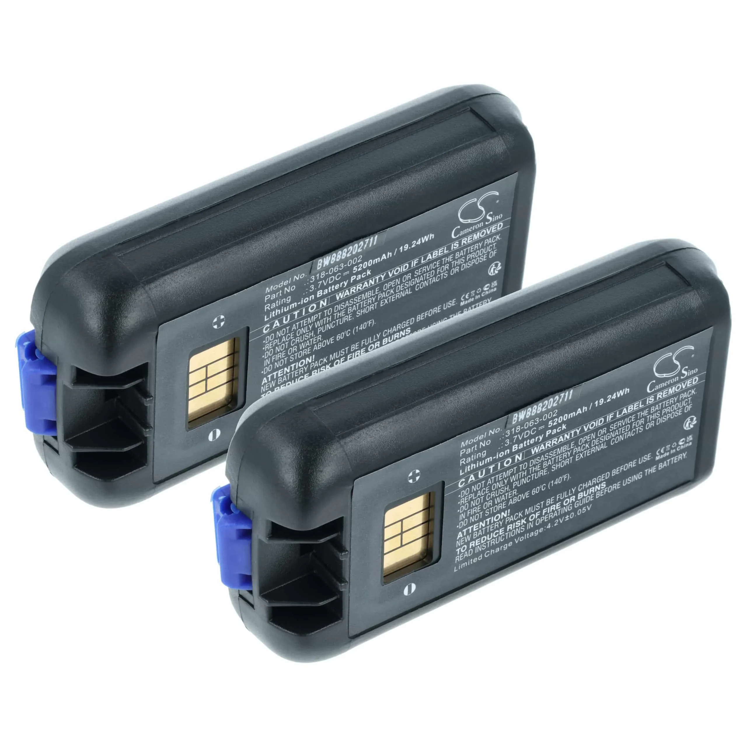 2x Batteries remplace Honeywell 318-034-001 pour ordinateur de poche Dolphin - 5200mAh 3,7V Li-ion