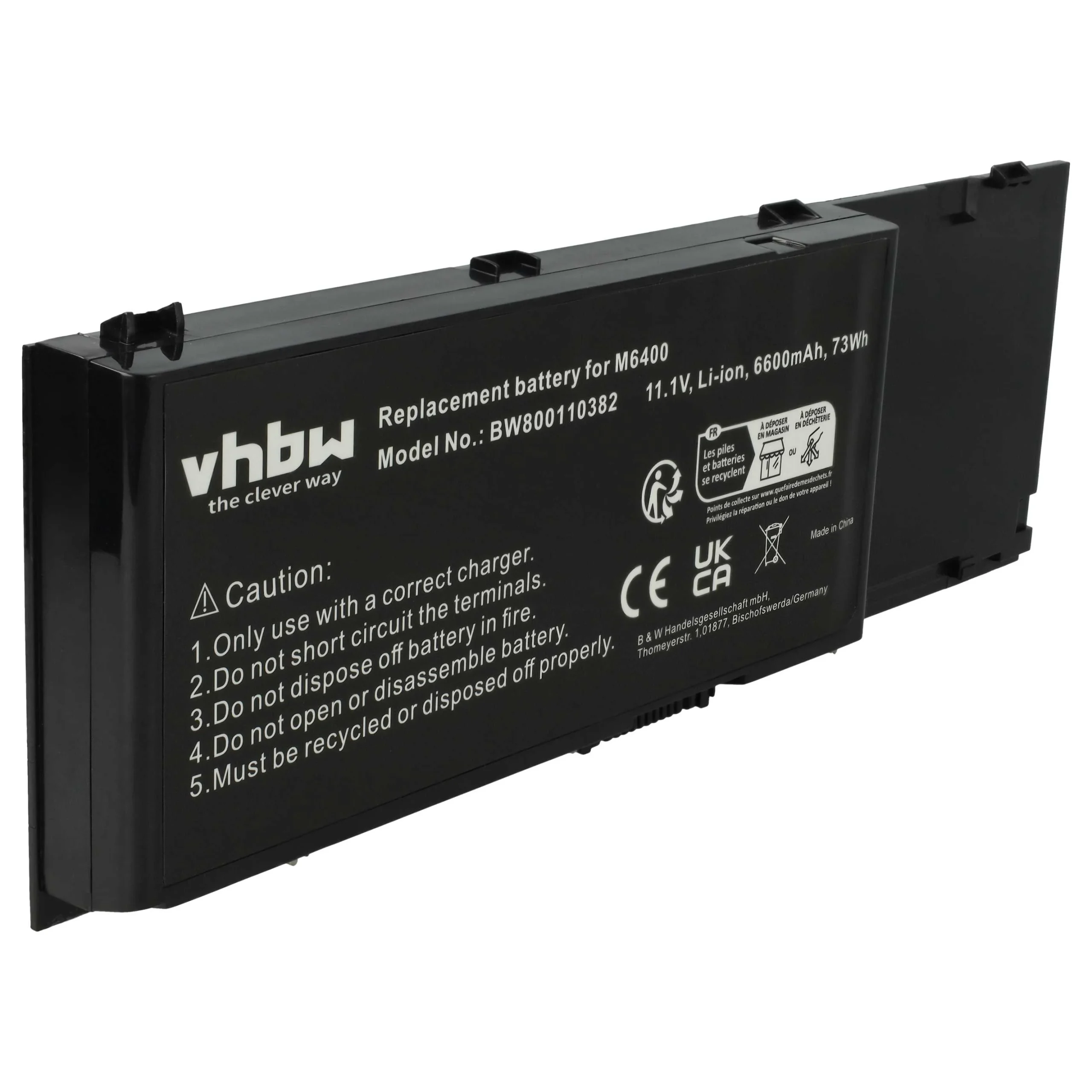 Batterie remplace Dell 0KR854, 0DW554, 05K145 pour ordinateur portable Dell- 6600mAh 11,1V Li-ion, noir