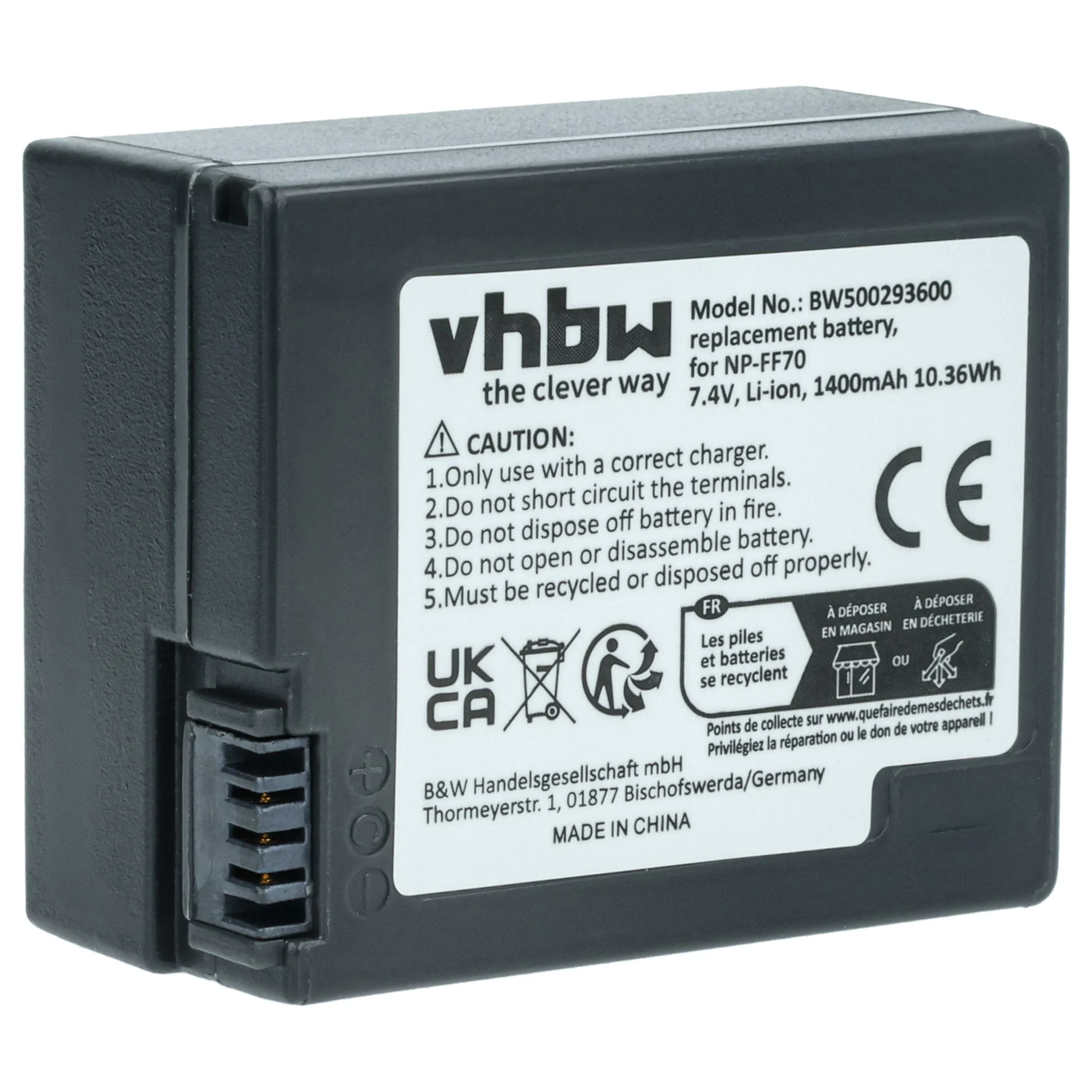 Batterie remplace Sony NP-FF71, NP-FF70 pour caméscope Sony- 1400mAh 7,2V Li-ion