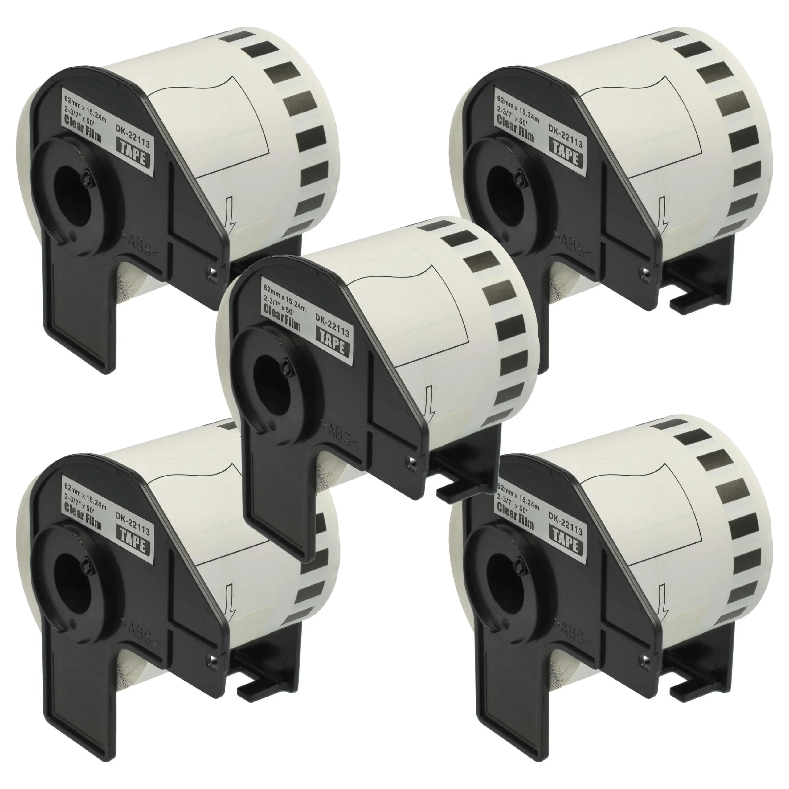 5x Étiquette remplacent Brother DK-22113 pour imprimante étiqueteuse - autocollantes 62mm x 15,24m + support