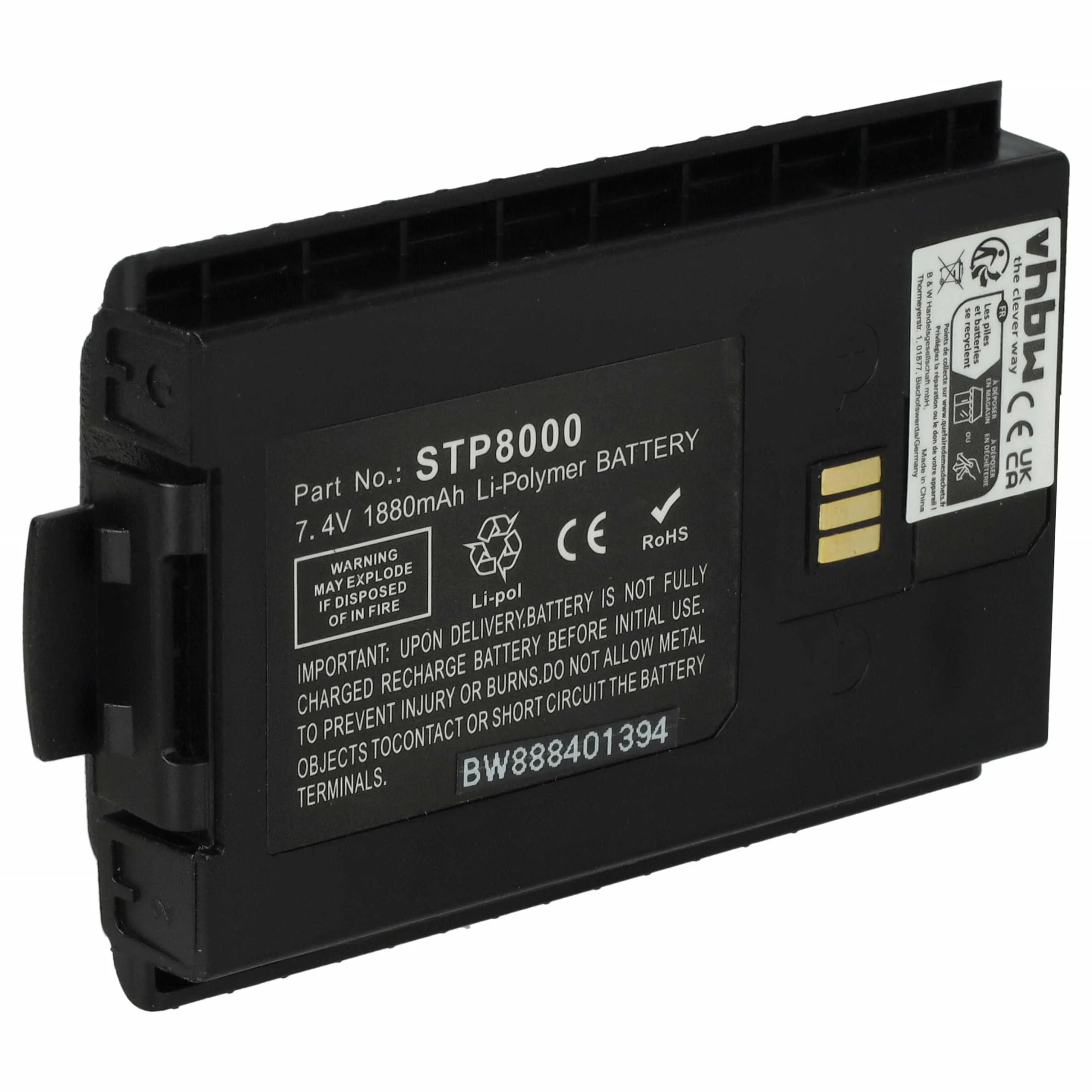Batterie remplace Sepura 300-00631, 300-00634 pour radio talkie-walkie Sepura- 1880mAh 7,4V Li-polymère