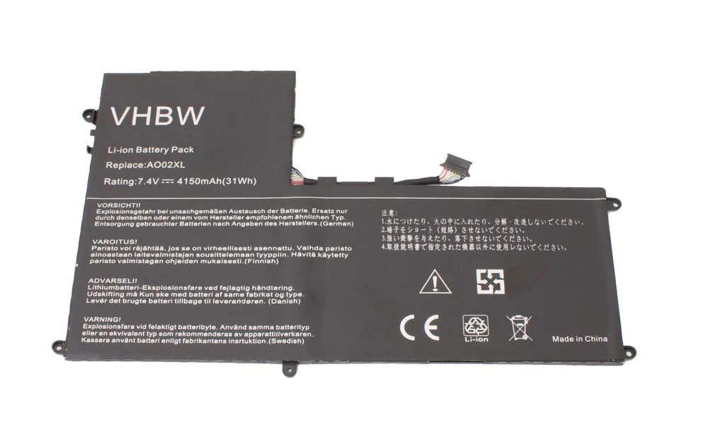 Batterie remplace HP AO02XL, 728558-005 tablette - 4150mAh 7,4V Li-polymère