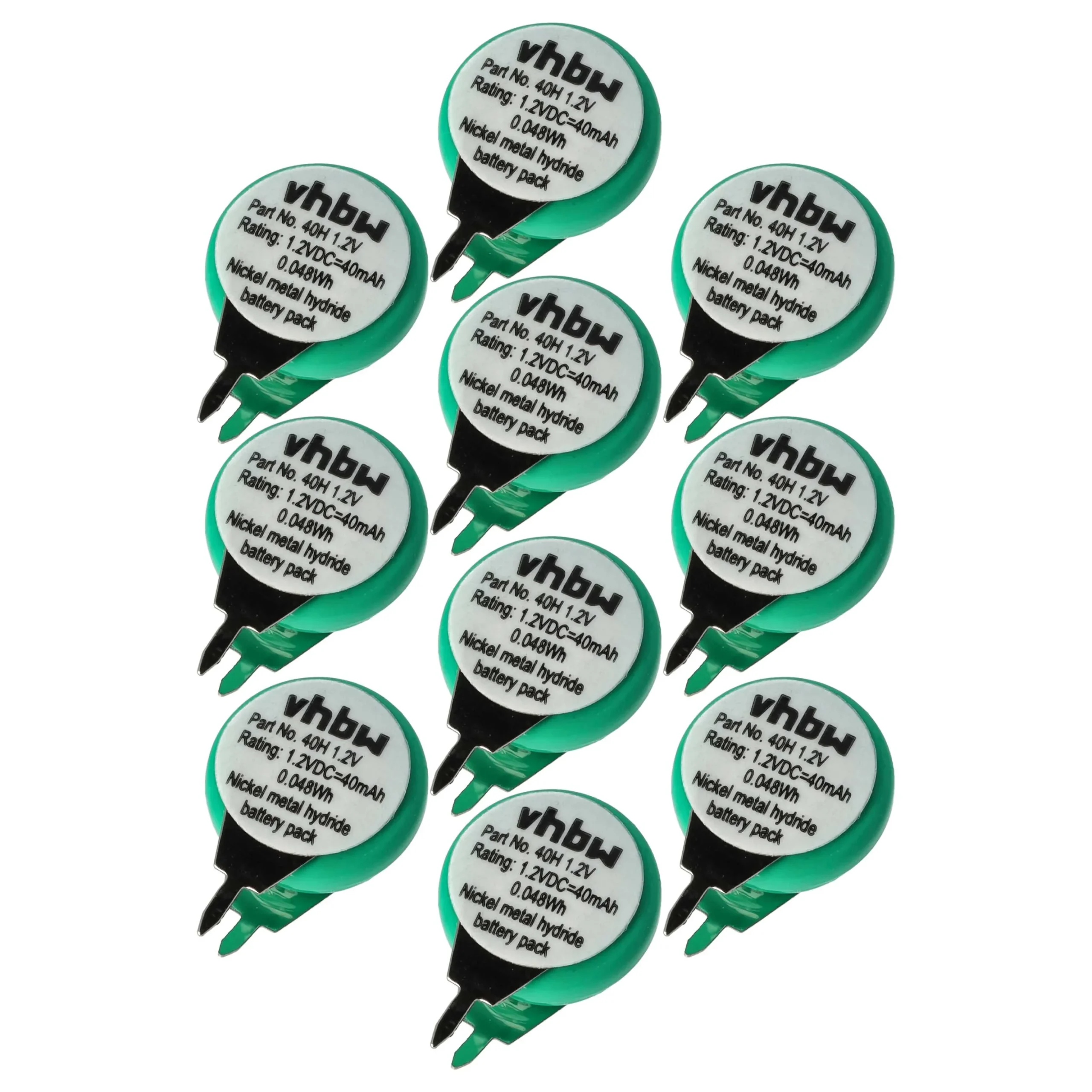 10x Piles bouton de type 1/V40H pour le modélisme et autres - 40mAh 1,2V NiMH