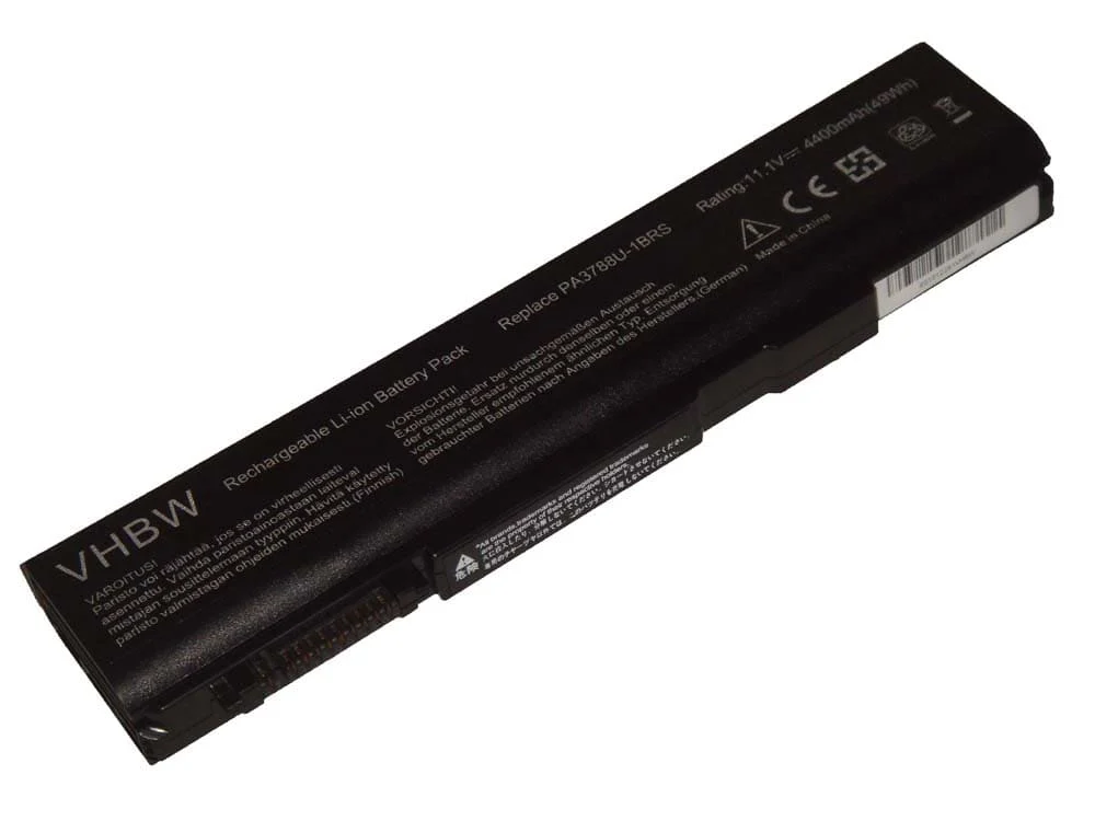 Batterie remplace Toshiba PA3788, PA3788U-1BRS pour ordinateur portable Toshiba- 4400mAh 10,8V Li-ion, noir