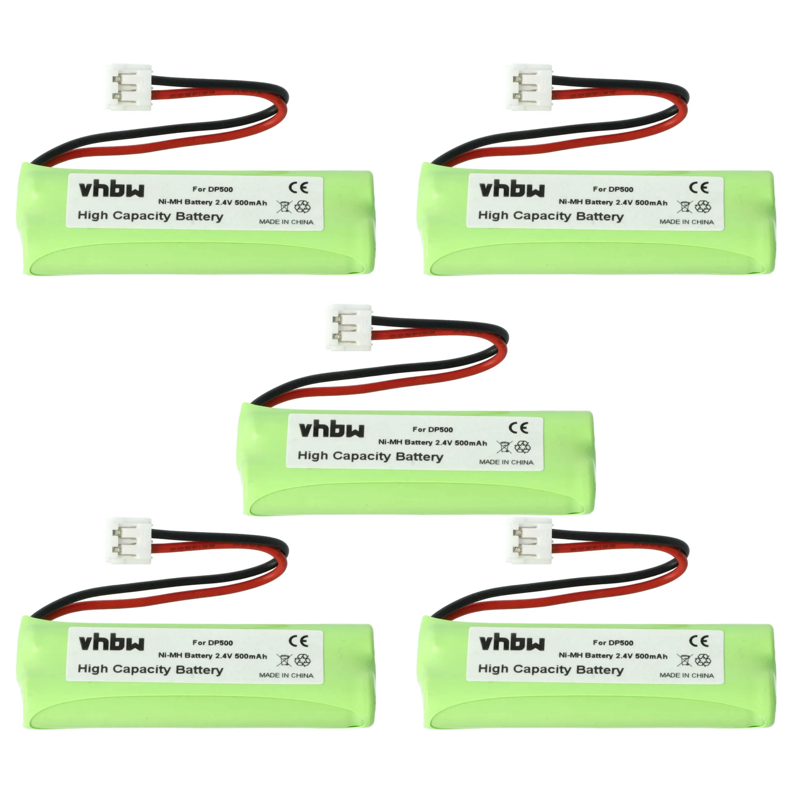 5x Batteries remplace GPHC05RN01, GP1010, VT50AAAALH2BMJZ pour téléphone Binatone - 500mAh 2,4V NiMH