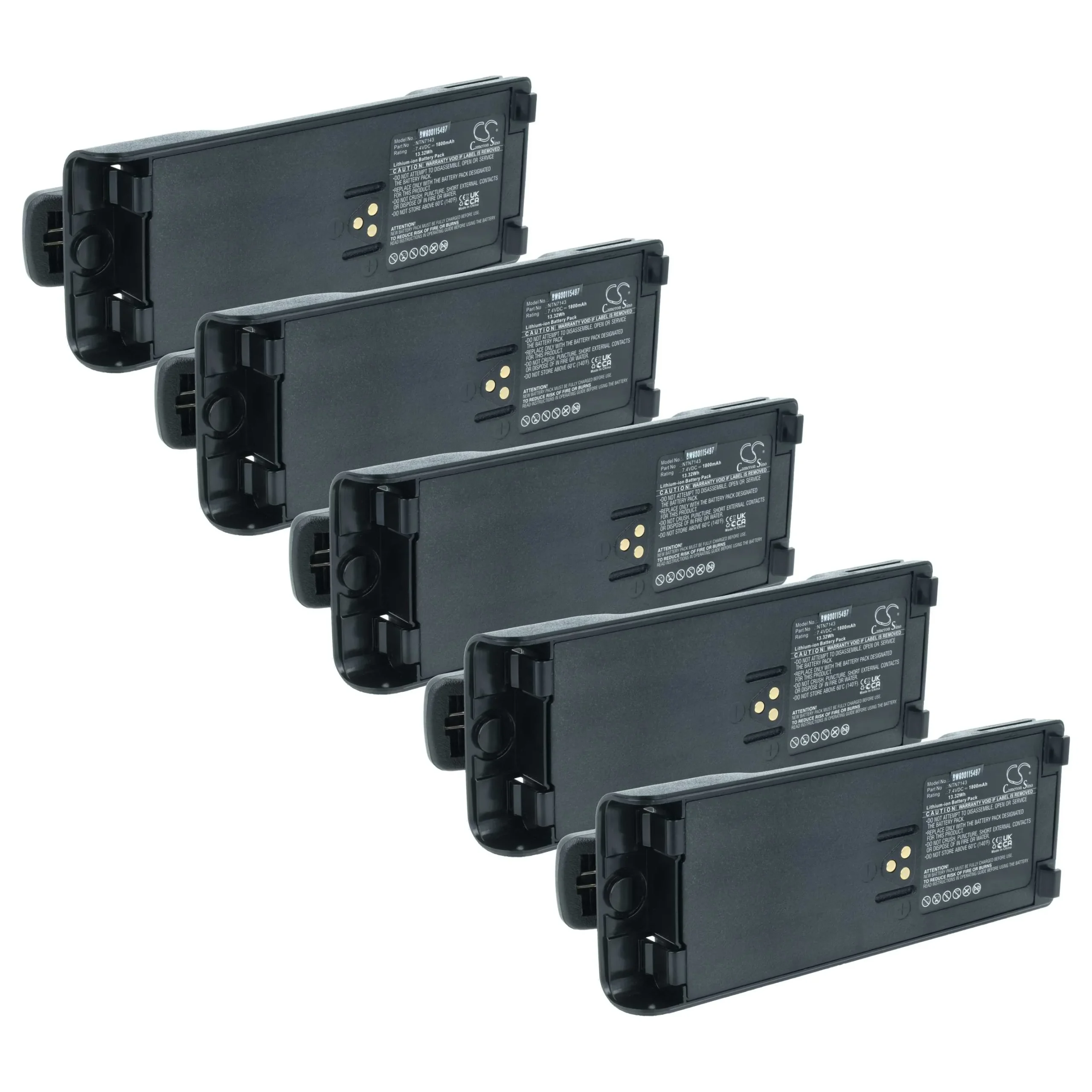 5x Batteries remplace Motorola NTN7143, FuG11b pour radio talkie-walkie Motorola- 1800mAh 7,4V Li-ion