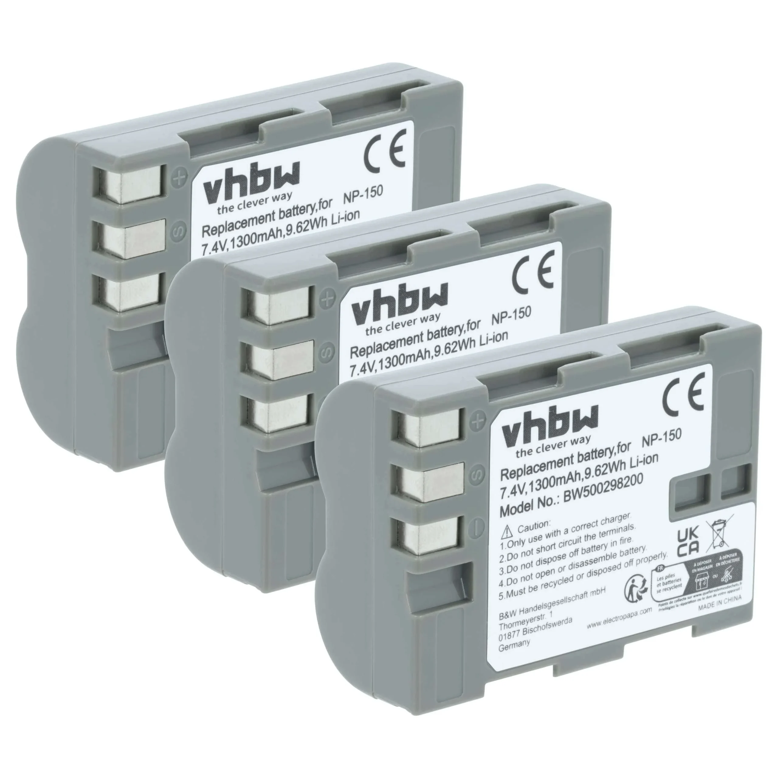 3x Batteries remplace Fuji NP-150 pour appareil photo Fujifilm- 1300mAh 7,2V Li-ion