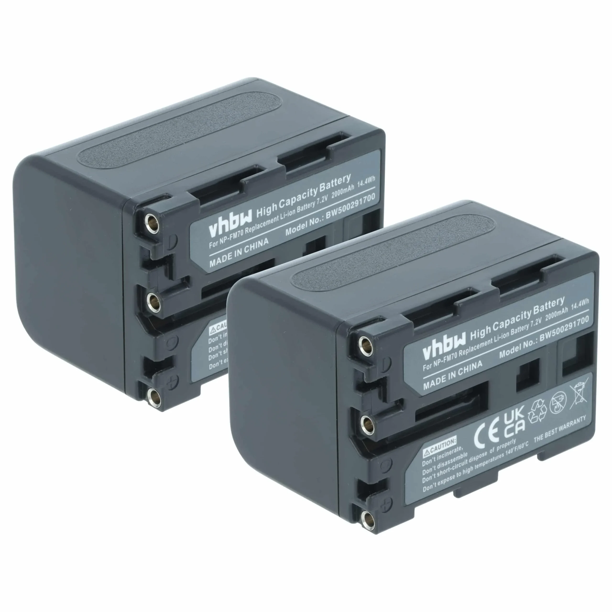 2x Batteries remplace Sony NP-FM30, NP-FM50, NP-FM70, NP-FM90 pour caméscope Sony- 2000mAh 7,2V Li-ion