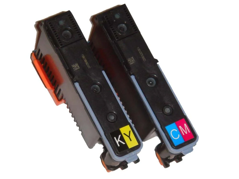 2x Tête d'impression pour imprimante HP C9381A, C9382A - black/cyan/magenta/yellow, larg. 6,4 cm