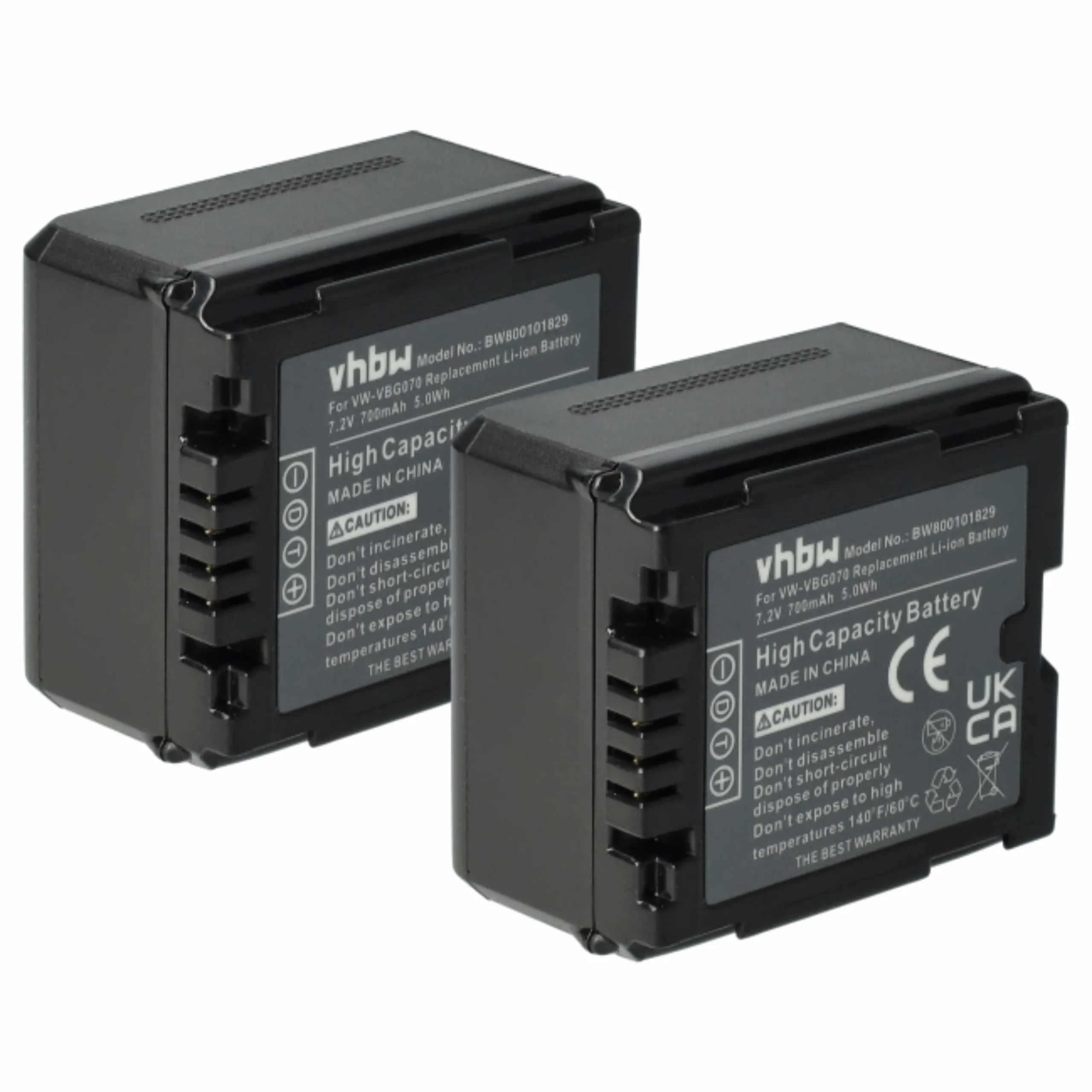 2x Batteries remplace Panasonic DMW-BLA13E, DMW-BLA13 pour caméscope Panasonic- 700mAh 7,2V Li-ion avec puce