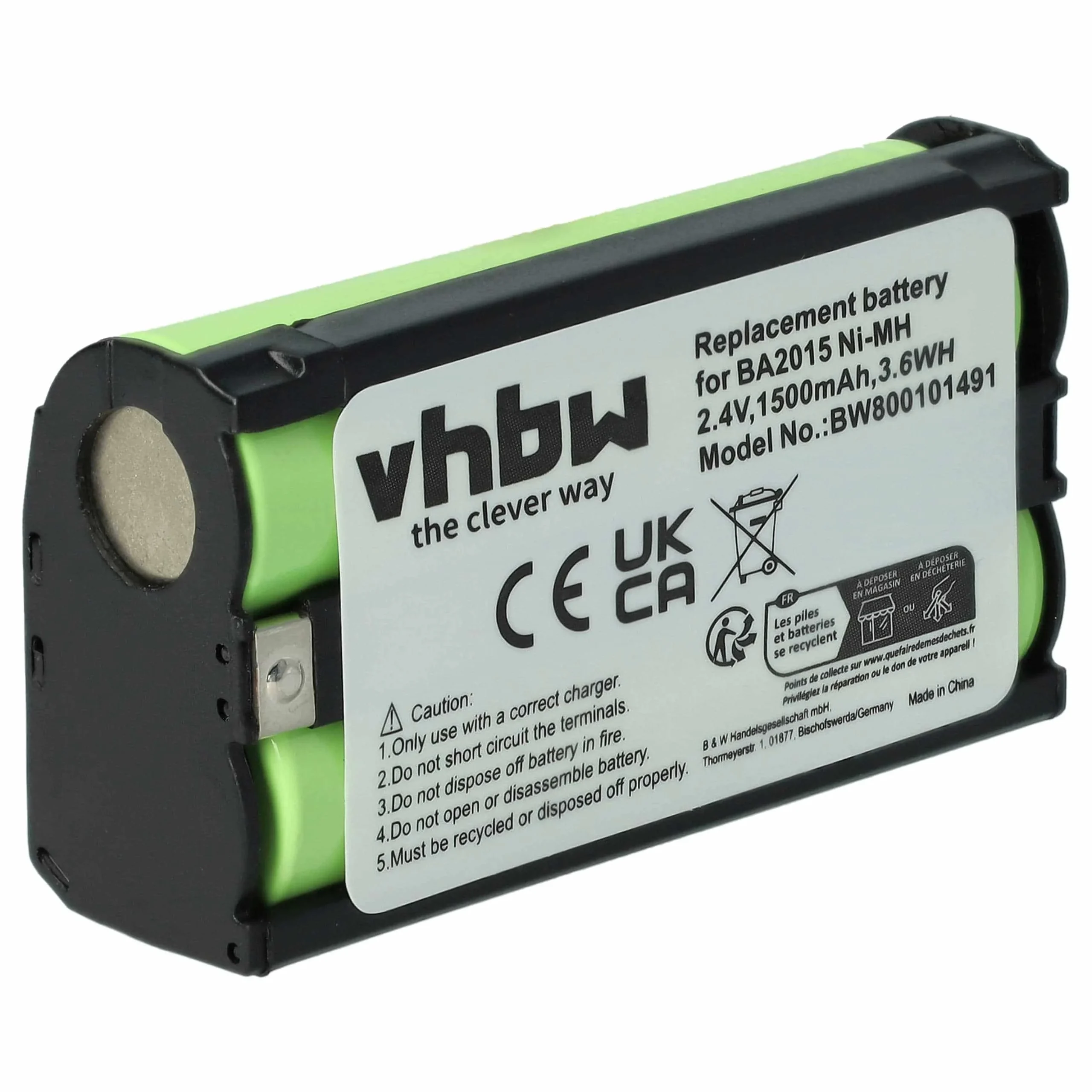 Batterie remplace Sennheiser BA2015, BA-2015 microphone - 1500mAh 2,4V NiMH